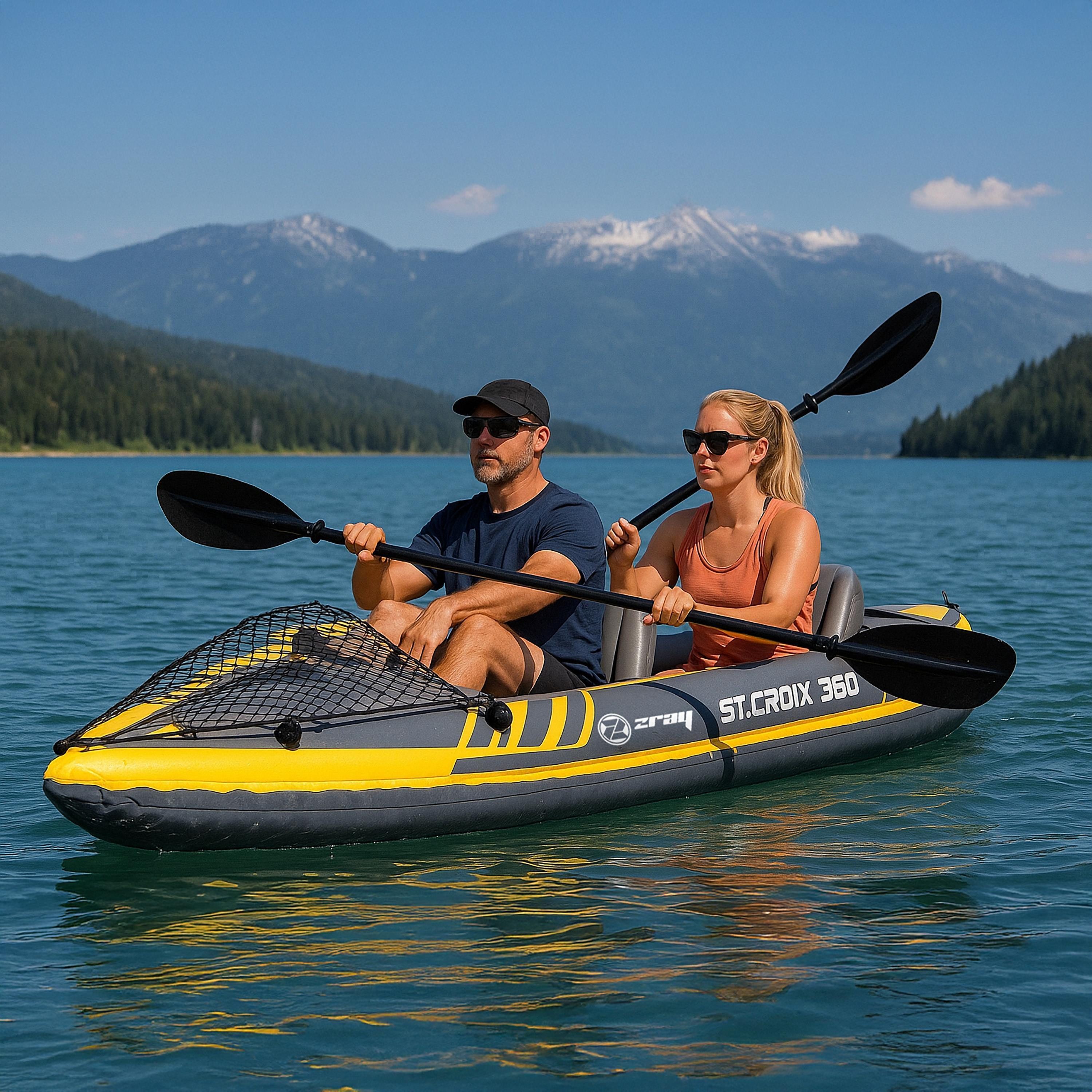 zray Sit-on-Top Kajak ST.CROIX 360 Kayak Set für 2 Personen 350x78x52 cm, (Komplettset, 7-St., Paddelboot), mit Tasche, Fußpumpe, 2 Sitze und 2 Kajakpaddel