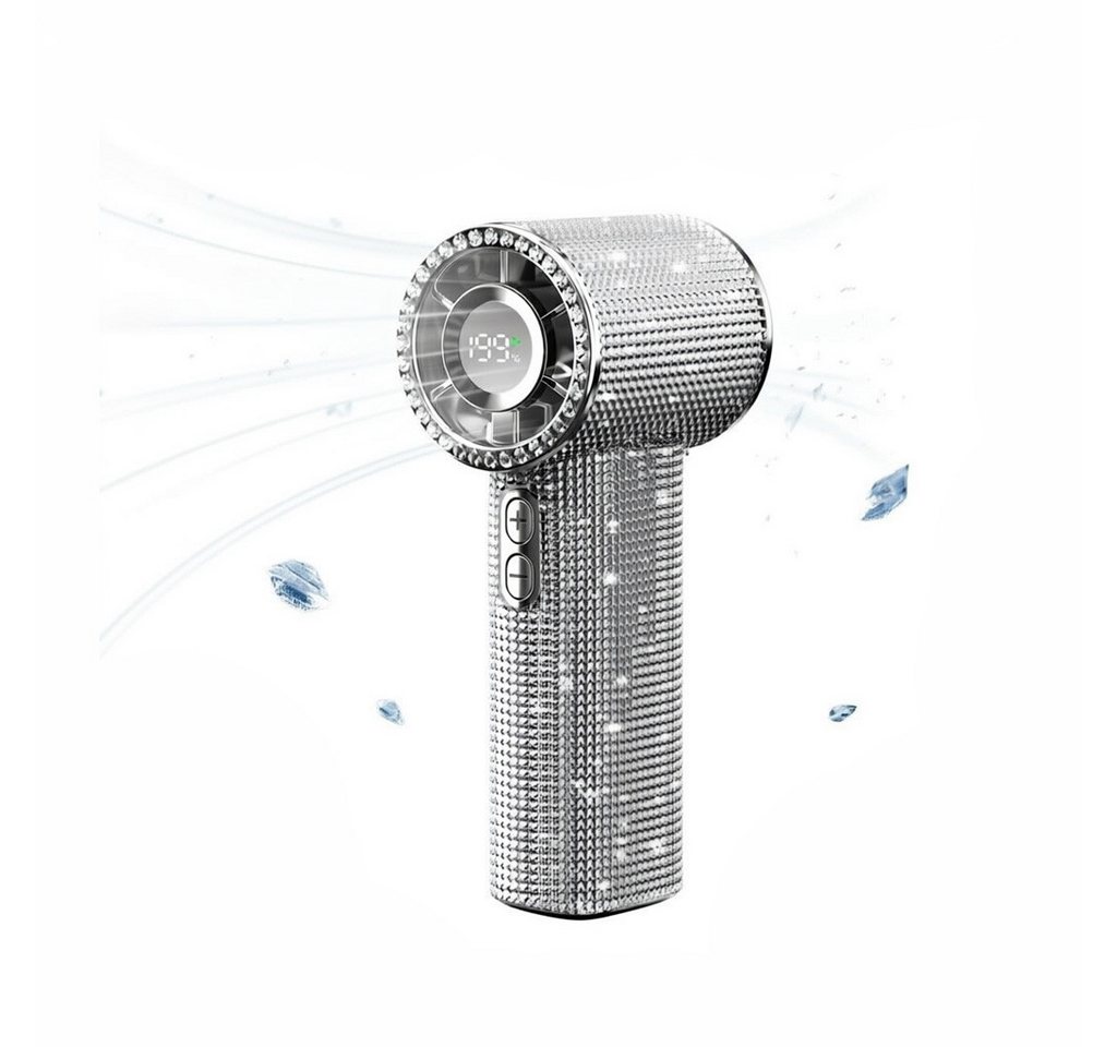 nsihing Handventilator Tragbarer Hand-Turboventilator, mini glitzernder Handventilator, USB-aufladbar, mit digitaler Anzeige für Reisen, Outdoor-Aktivitäten