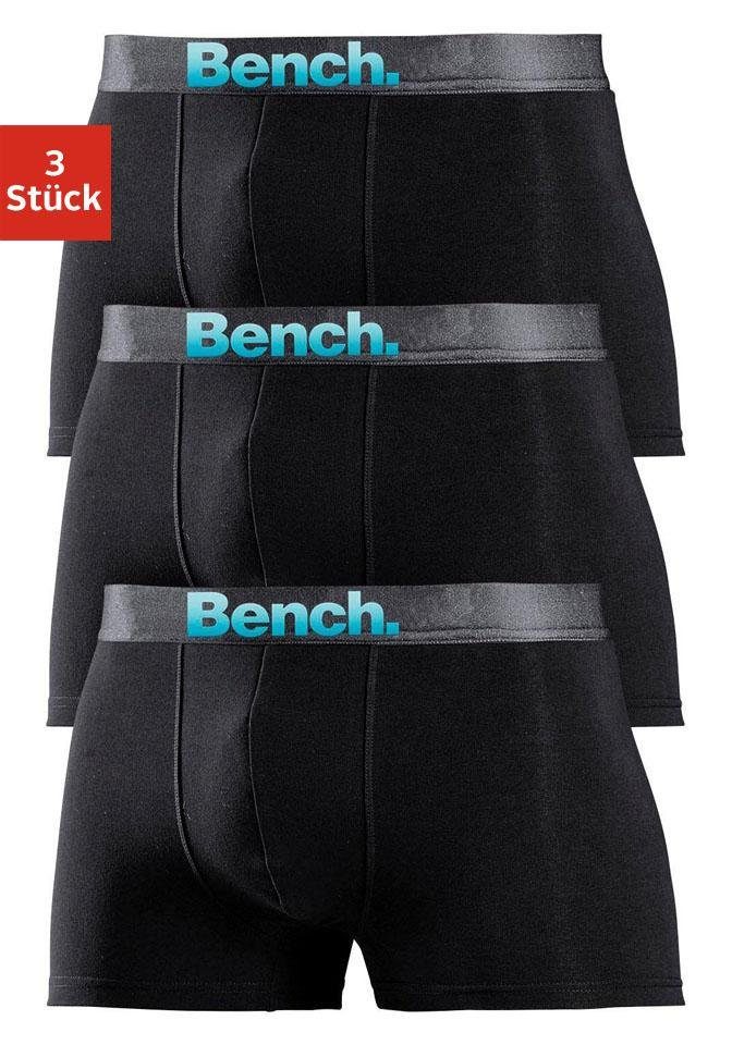 Logo mit Bench. 3-St) schwarz Boxer (Packung, Webbund