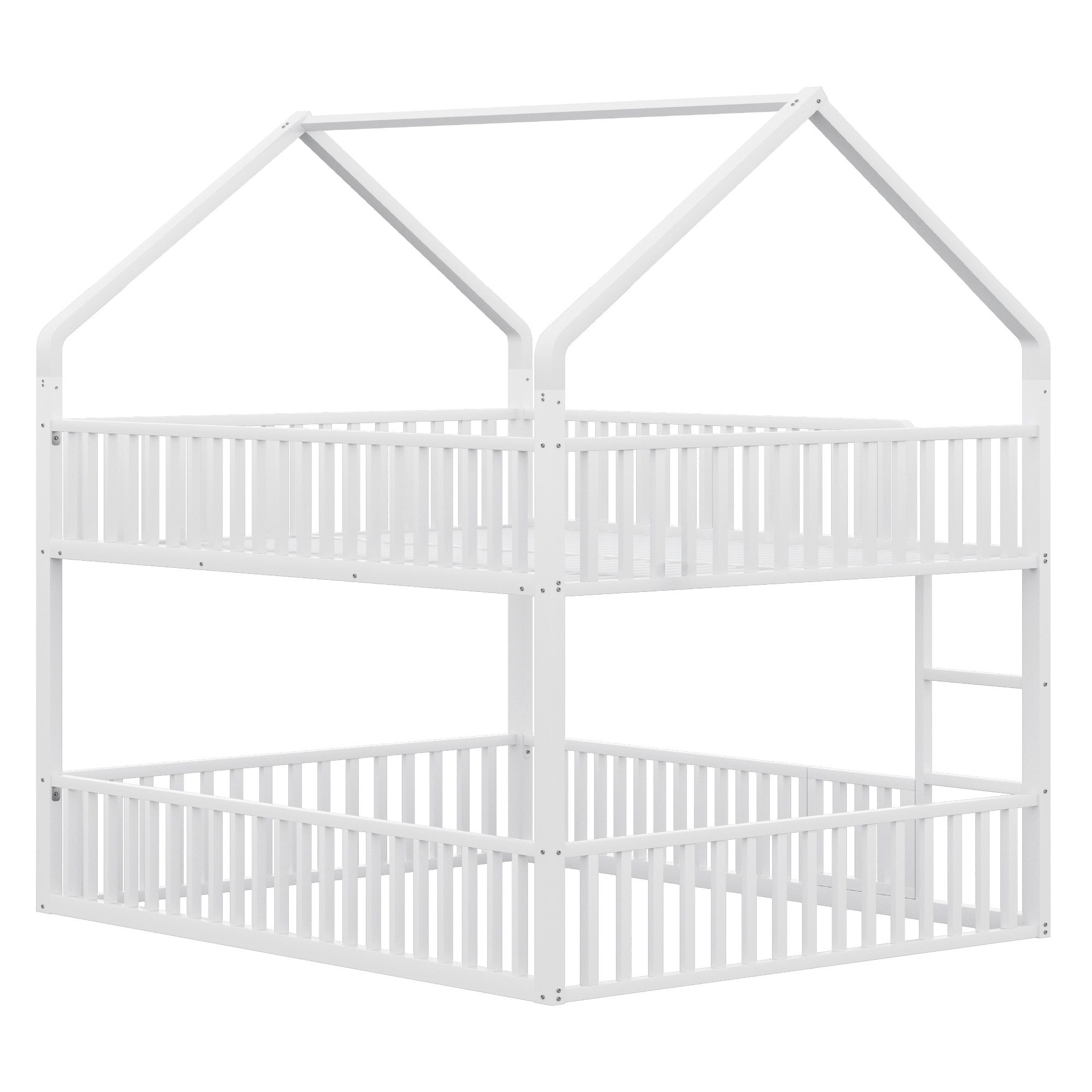 OKWISH Etagenbett Kinderbett (mit Treppe, Unterbett mit Tür & Hochbett-Design, 140x200 cm), ohne Matratze
