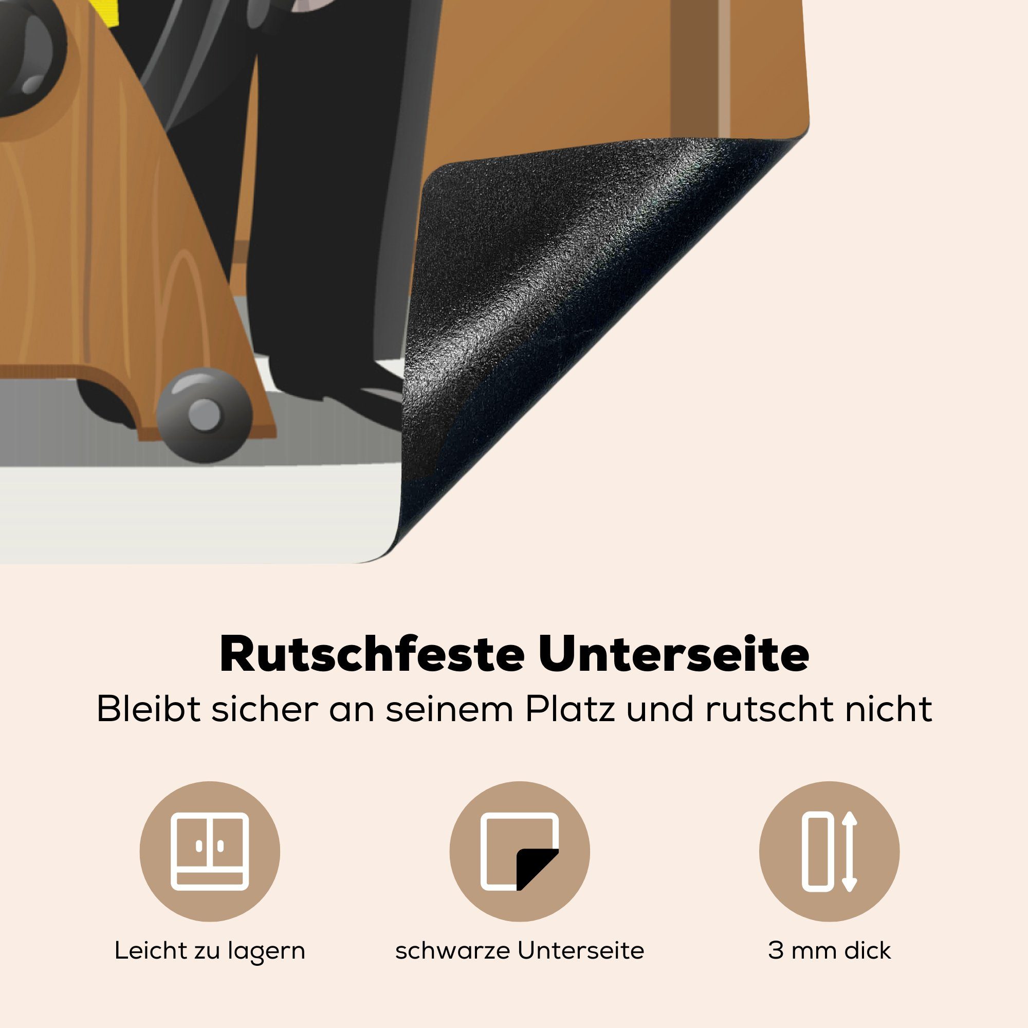 wird entlassen, Ceranfeldabdeckung, 78x78 MuchoWow cm, küche tlg), (1 Arbeitsplatte Vinyl, Mann für Herdblende-/Abdeckplatte unsanft