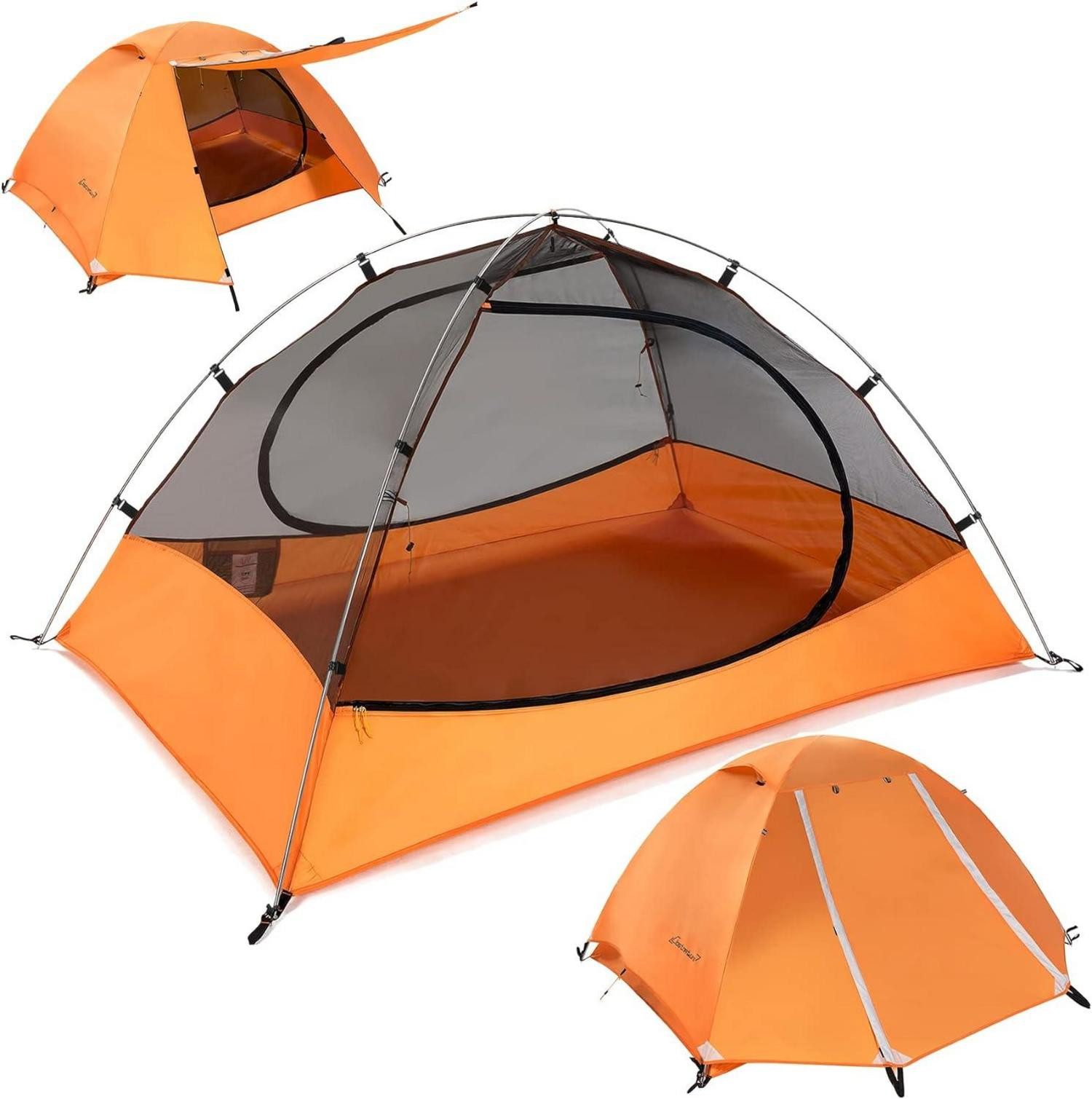 Kuppelzelt 3-Jahreszeiten Camping Zelt 2 Personen Ultraleicht Wasserdicht Compact