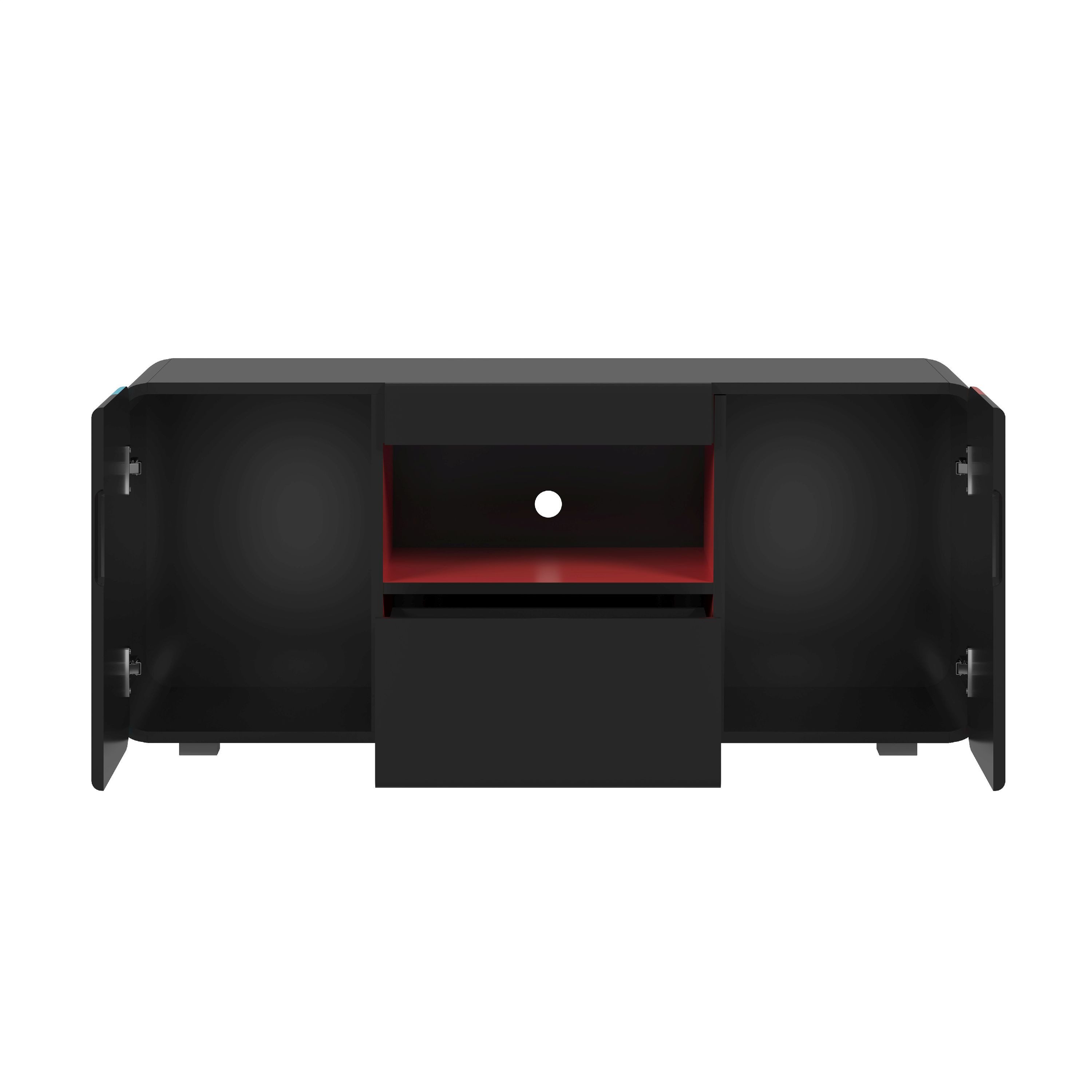 trendteam Lowboard LevelUp, Gaming Tv Schrank Softclose Rot Blau Schwarz 115 x 49 x 42 cm