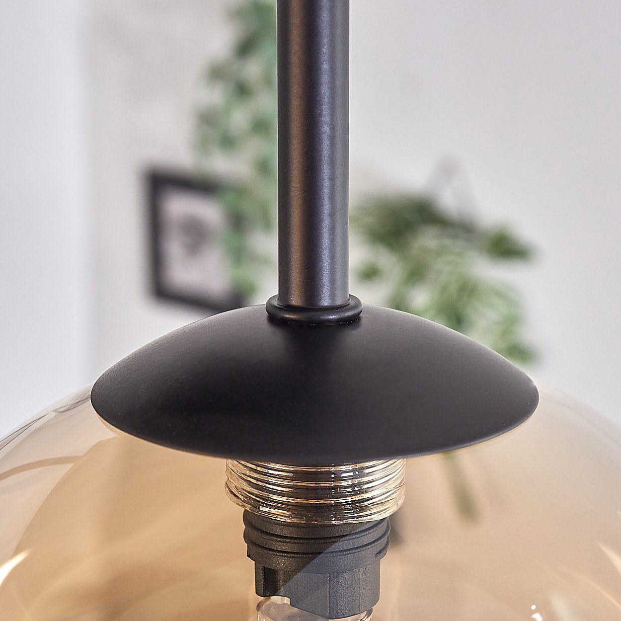 Schwarz/Bernsteinfarben, Metall/Glas im 5 Leuchte ohne aus Deckenlampe Glas, LED, ohne x Deckenleuchte in Leuchtmittel, G9 Retro-Design Leuchtmittel hofstein aus