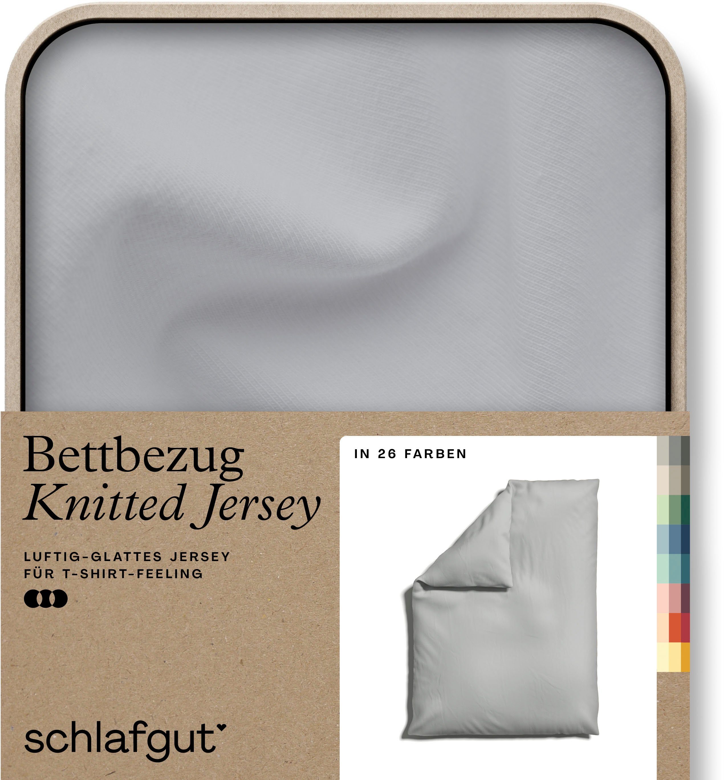 Schlafgut Bettbezug Premium Bettbezug Knitted Jersey (1 St), (1 St), Ton-in-Ton Reißverschluss, Bio-Baumwolle mit Elasthan, Uni, OEKO Tex