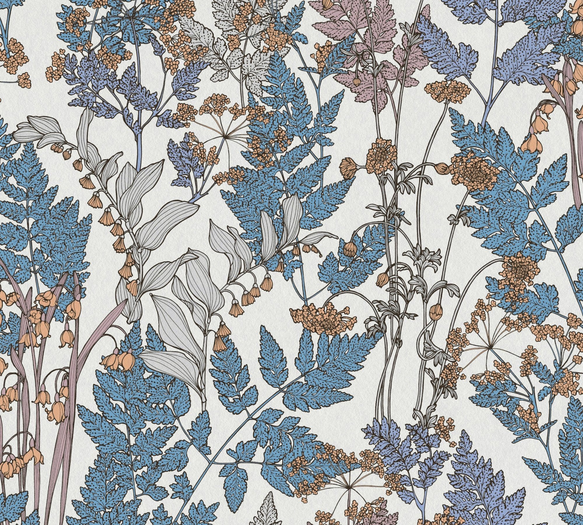 floral, botanisch, Vliestapete Tapete glatt, Blumen Architects Impression, blau/creme/beige Floral Paper