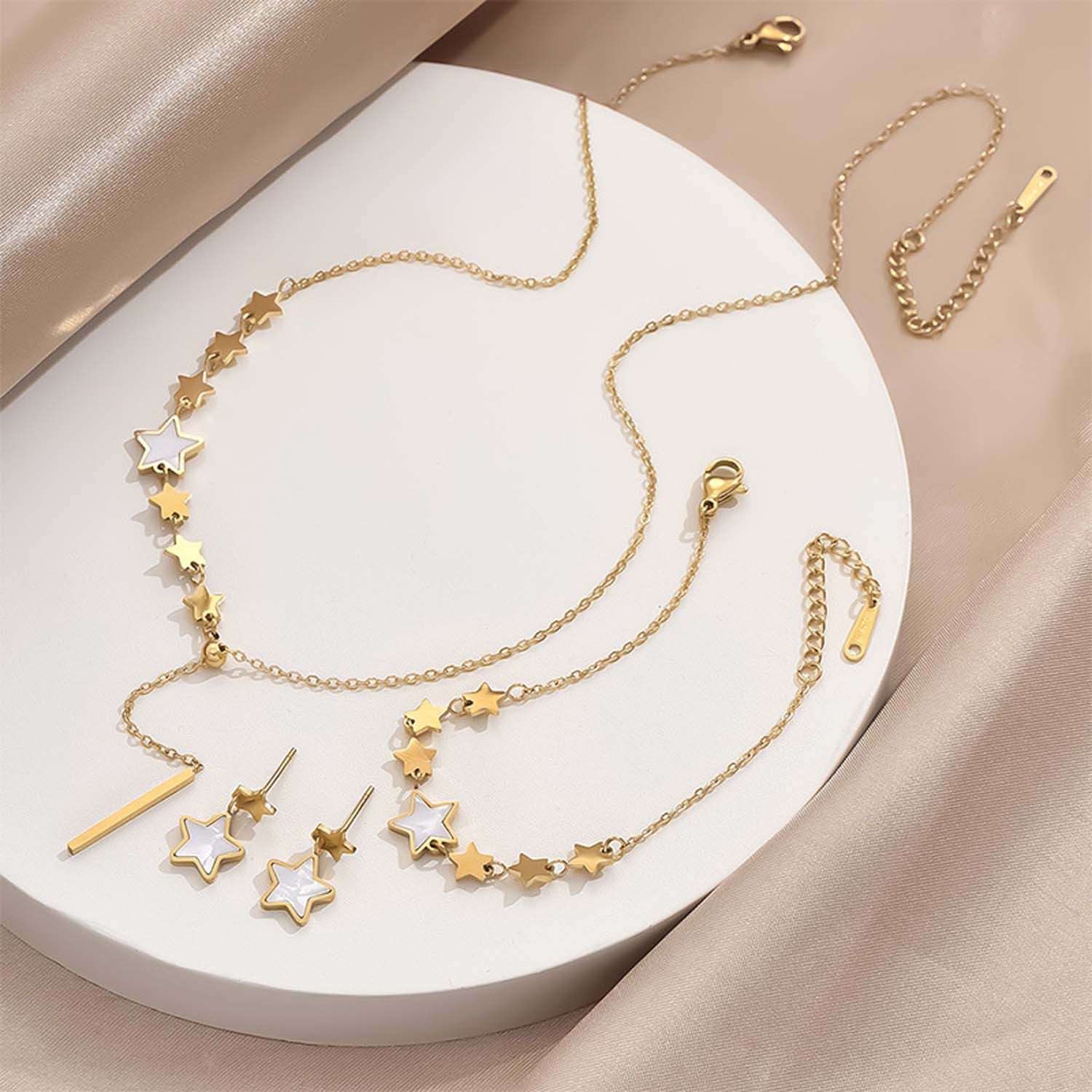 trends for living Schmuckset Damen bestehend aus Halskette, Armband und Ohrringen Set in Sternform