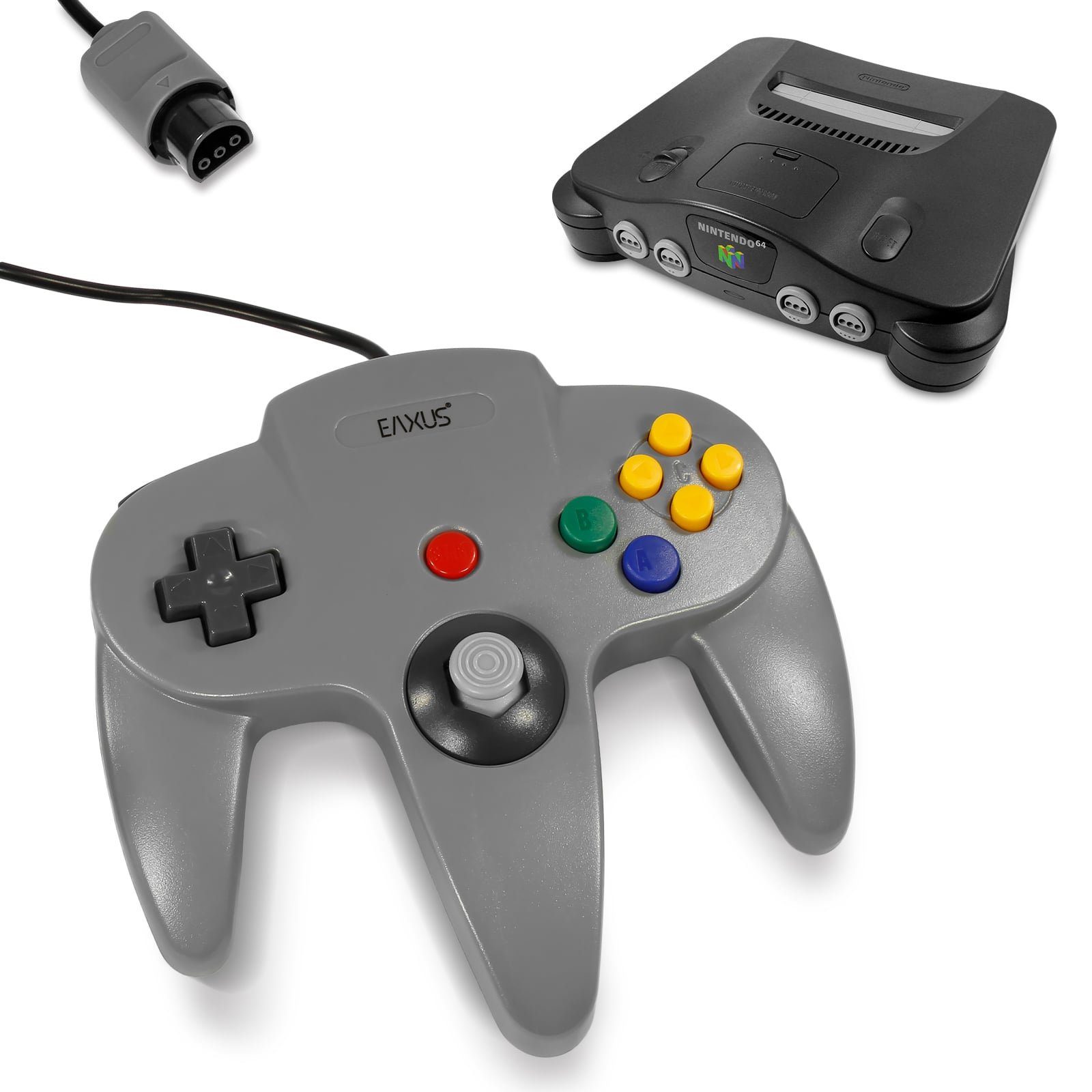N64) Schwarz/Grau Nintendo Controller für 64 (1 in Gamepad für St., EAXUS