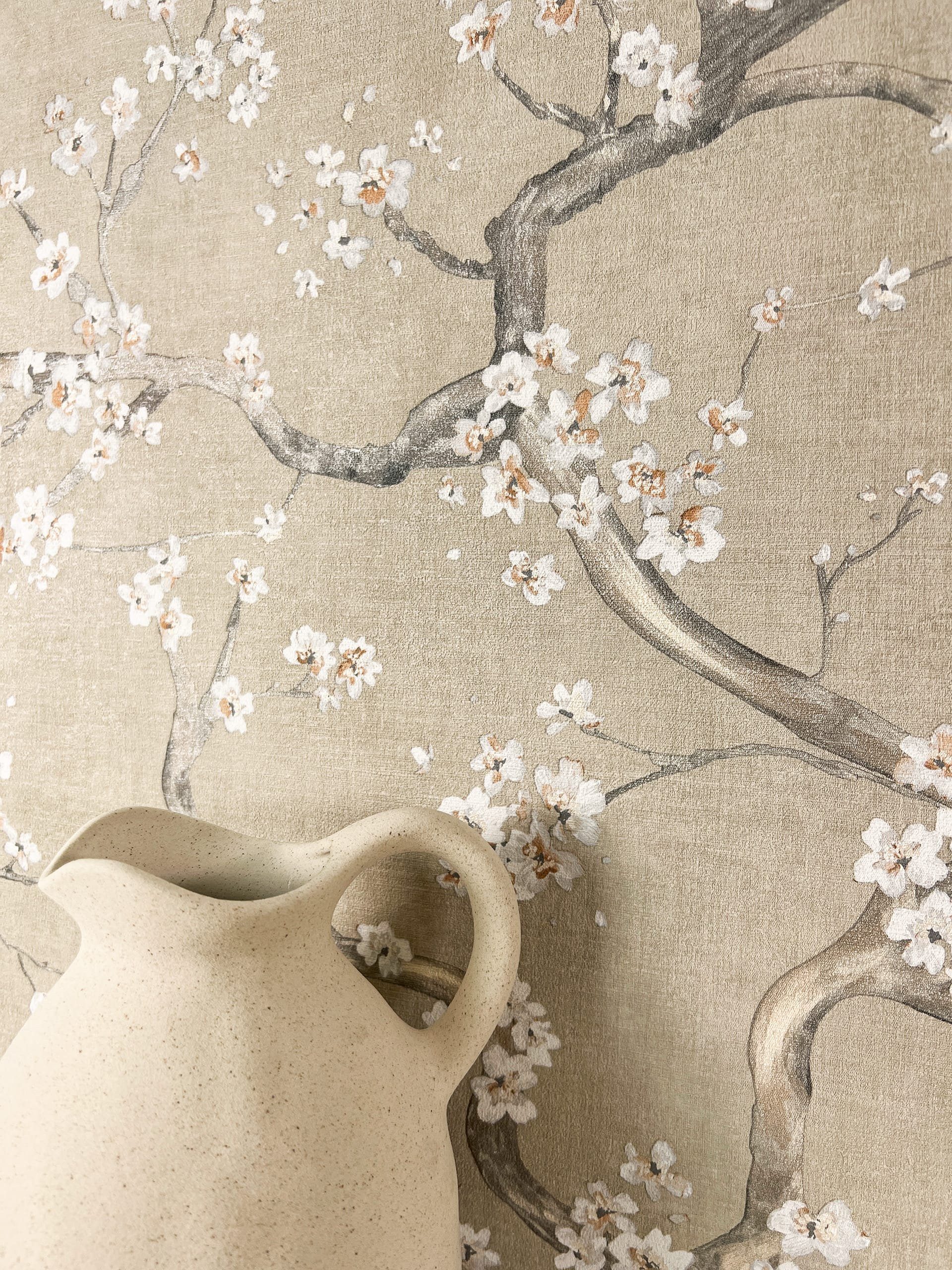 Newroom Vliestapete, Beige Tapete Floral Kirschblüten - Mustertapete Blumen günstig online kaufen