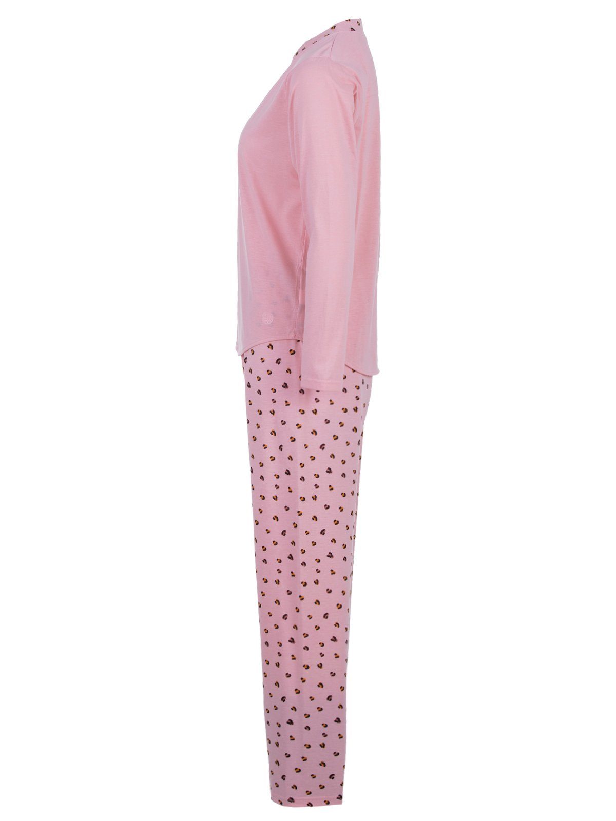 Pyjama - Langarm Schlafanzug Heart rosa Set zeitlos