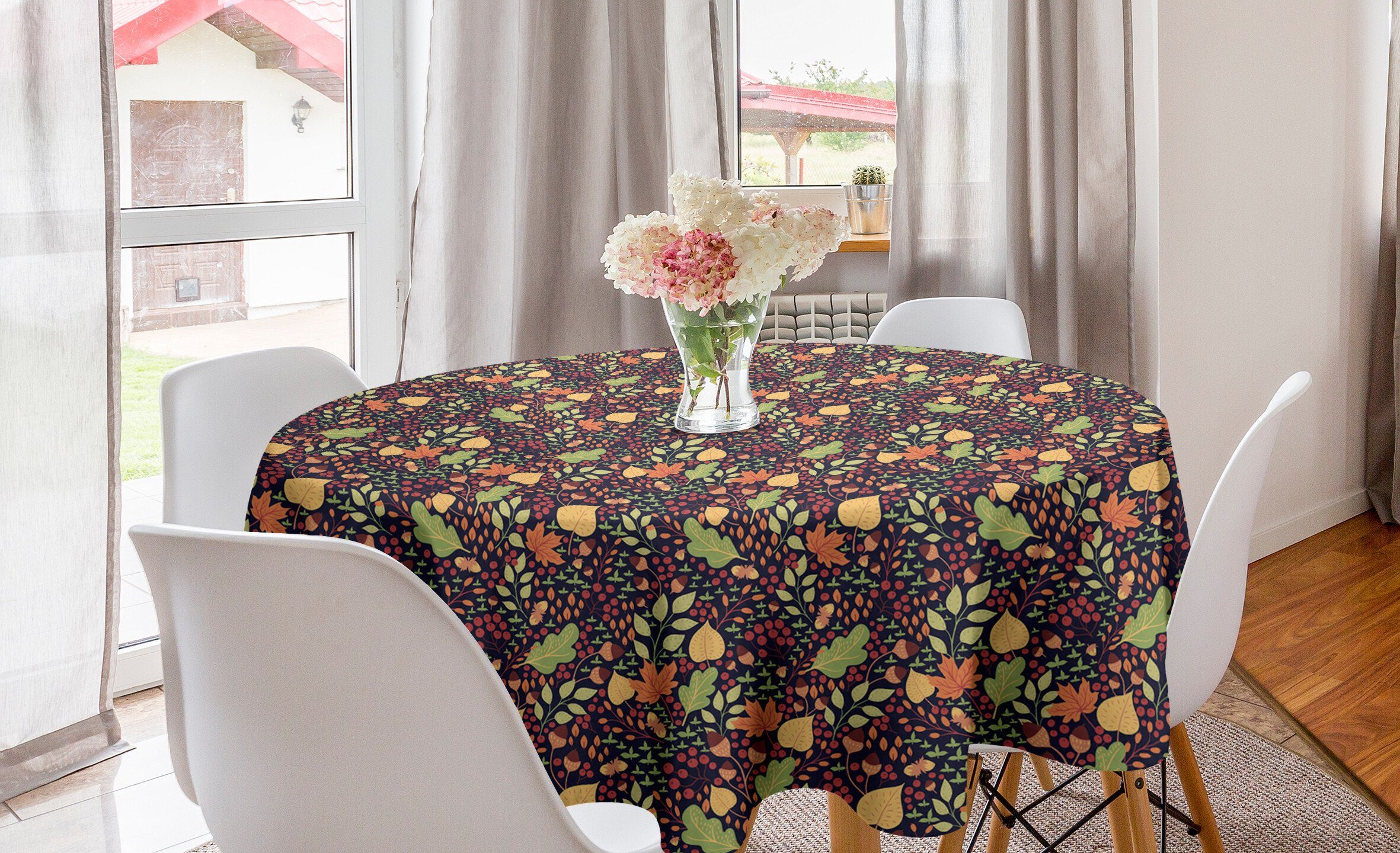 Beeren und Esszimmer Dekoration, Abdeckung für Küche Abakuhaus Tischdecke Blätter Tischdecke Natur Eicheln Kreis