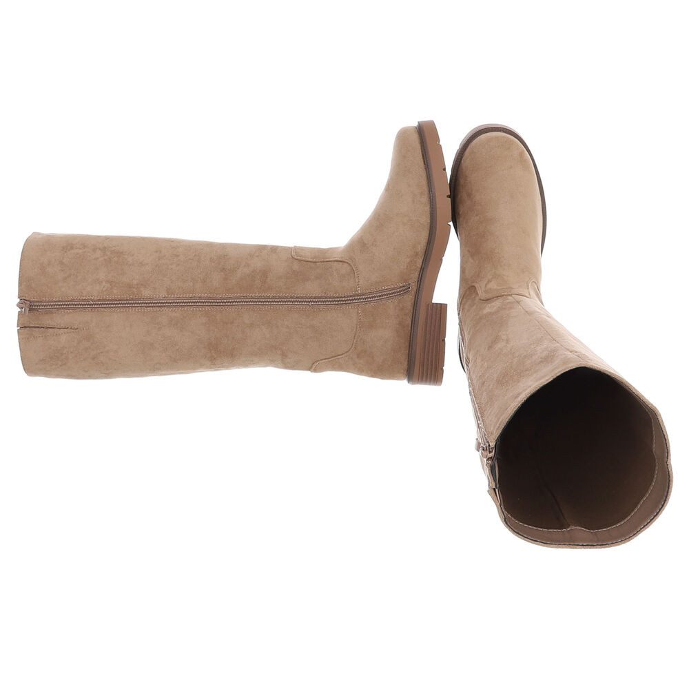 Ital-Design Damen Chelsea Boot mit Blockabsatz und Elastikeinsatz Stiefel (92355278) Blockabsatz Flache Stiefel in Hellbraun – Bild 2 von 5