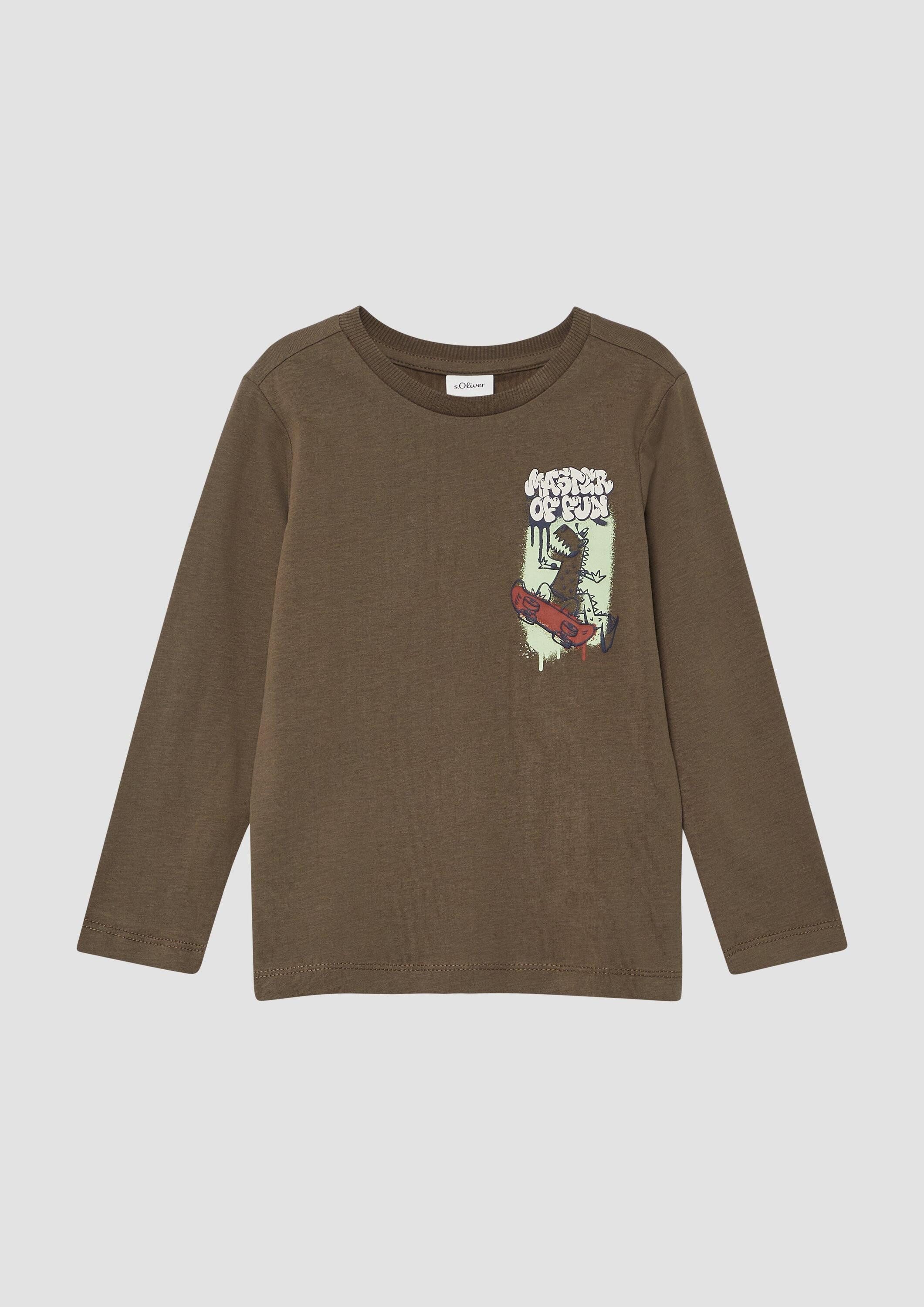 s.Oliver Langarmshirt T-Shirt Longsleeve mit strukturiertem Frontprint