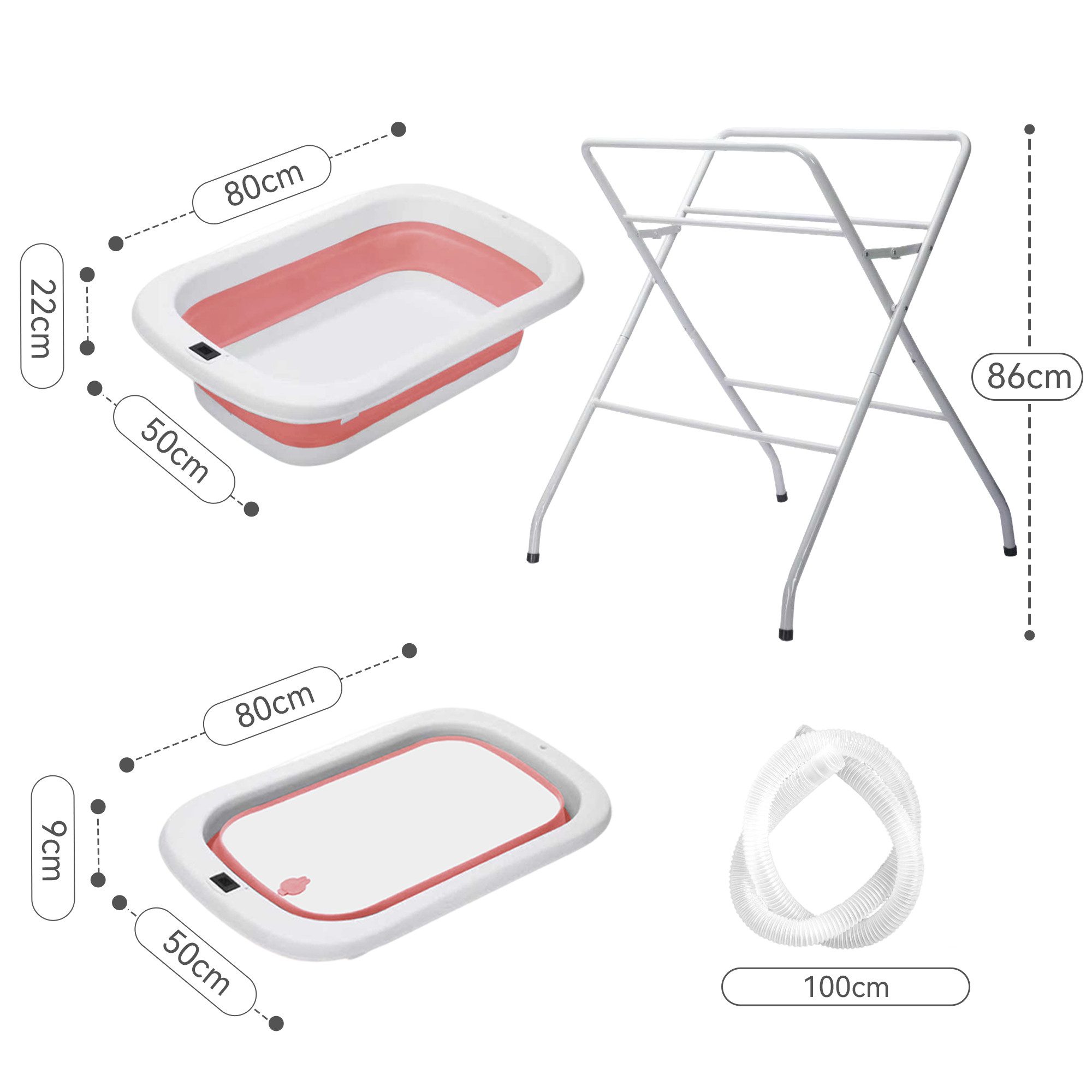 SEHAUSEU Babybadewanne Babywanne Badewanne mit Gestell faltbar, mit Thermom günstig online kaufen