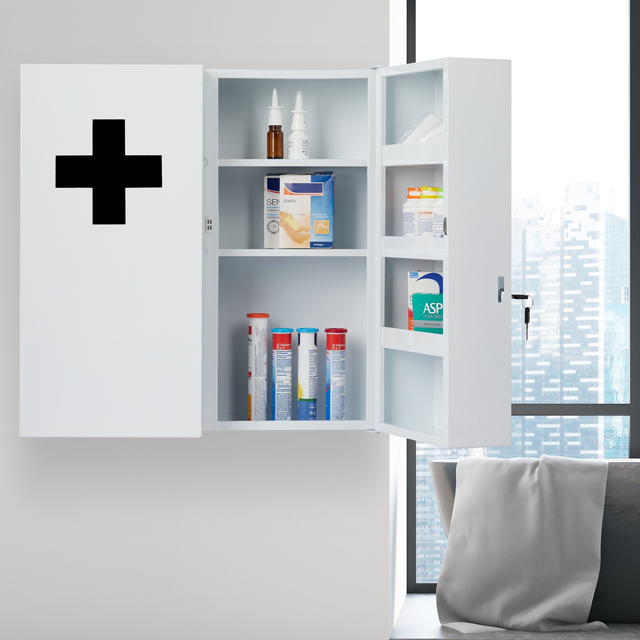 relaxdays Medizinschrank XXL in Weiß günstig online kaufen