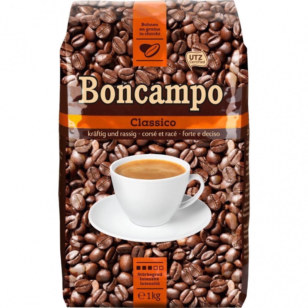 Migros Kaffee Boncampo Classico Ganze Kaffeebohnen 1kg, Stärkegad 3/5