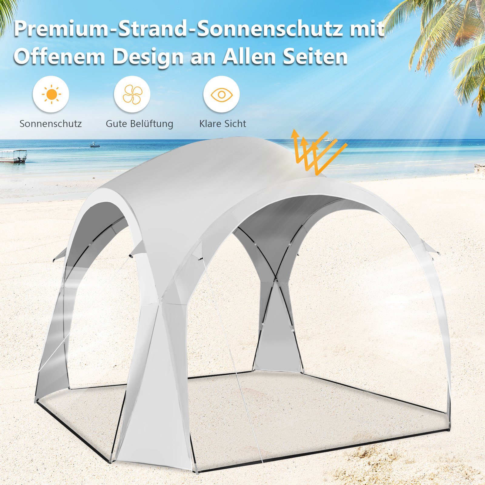 COSTWAY Partyzelt, UPF50+ Sonnenschutz, für 6-8 Personen, 327x327x270cm