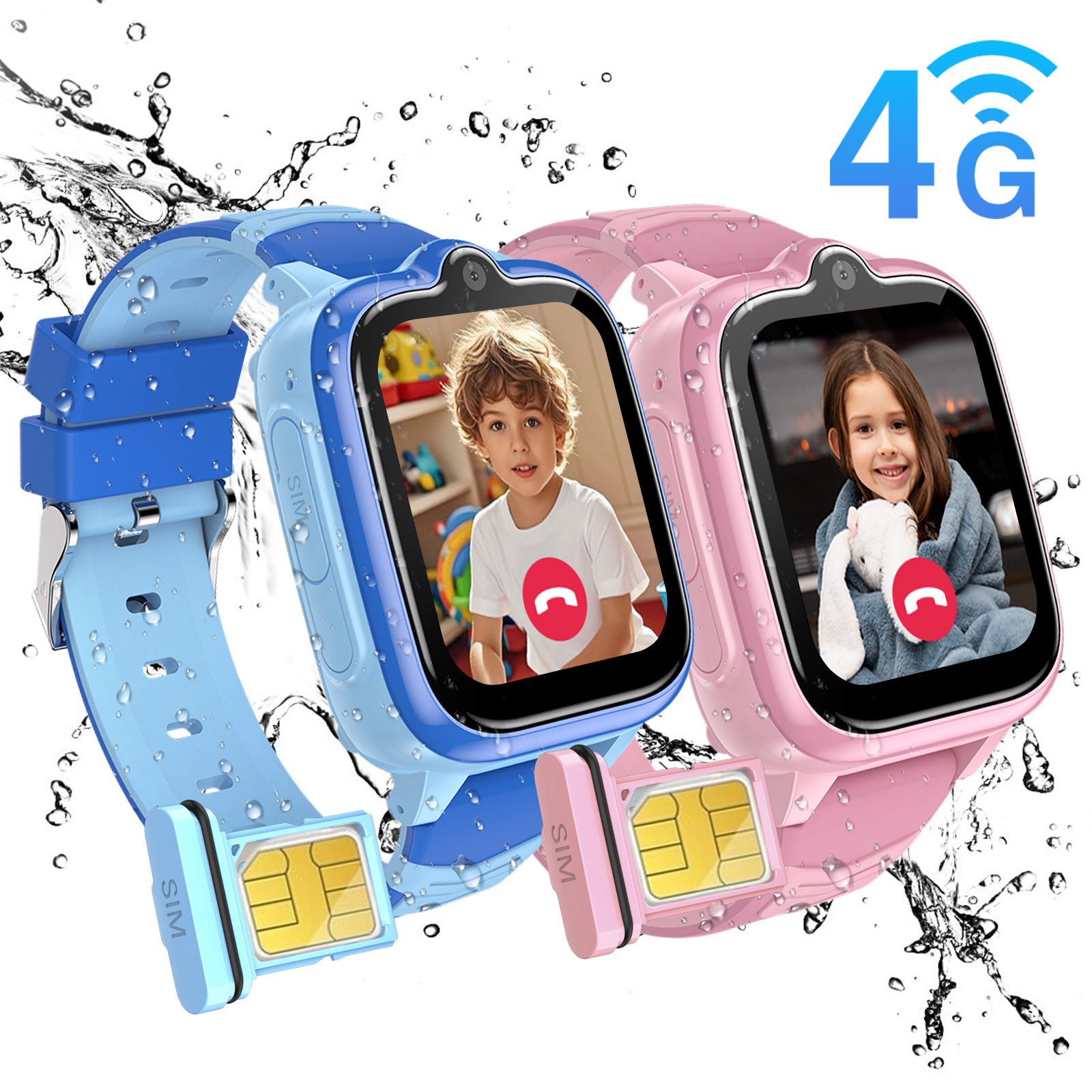 blackview GPS-Smartwatch Z10 für Kinder (4G, inkl. App) – im 2er-Pack Smartwatch, 1,83", 8GB, GPS+LES+WiFi, 4G-LTE, IP67, SOS, Bluetooth