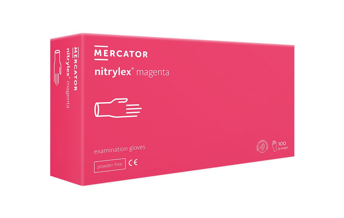 Mercator Einweghandschuhe Nitrilhandschuhe NITRYLEX Magenta Einweghandschuh günstig online kaufen