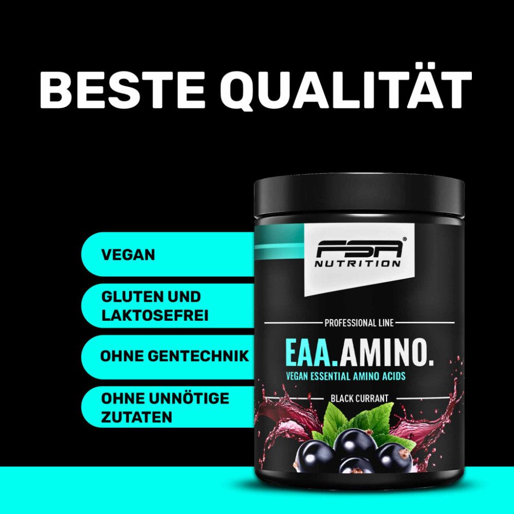 FSA NUTRITION EAA Amino - Aminosäuren Komplex hochdosiert - vegan - Johannisbeere Pulver, 500 g