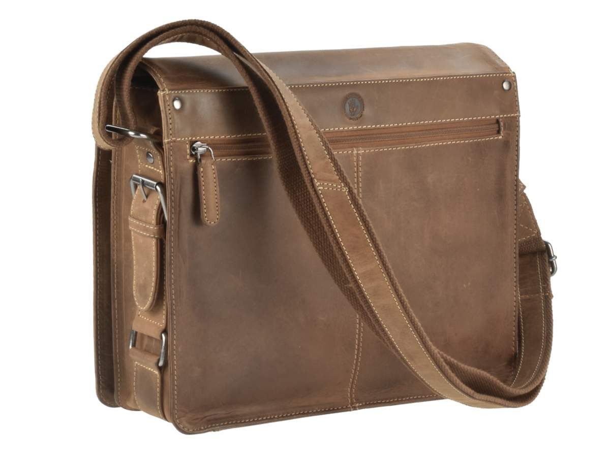 Greenburry Umhängetasche Cafe Racer, used Look, Schultertasche 34x28cm, mit CafeRacer Biker Prägung