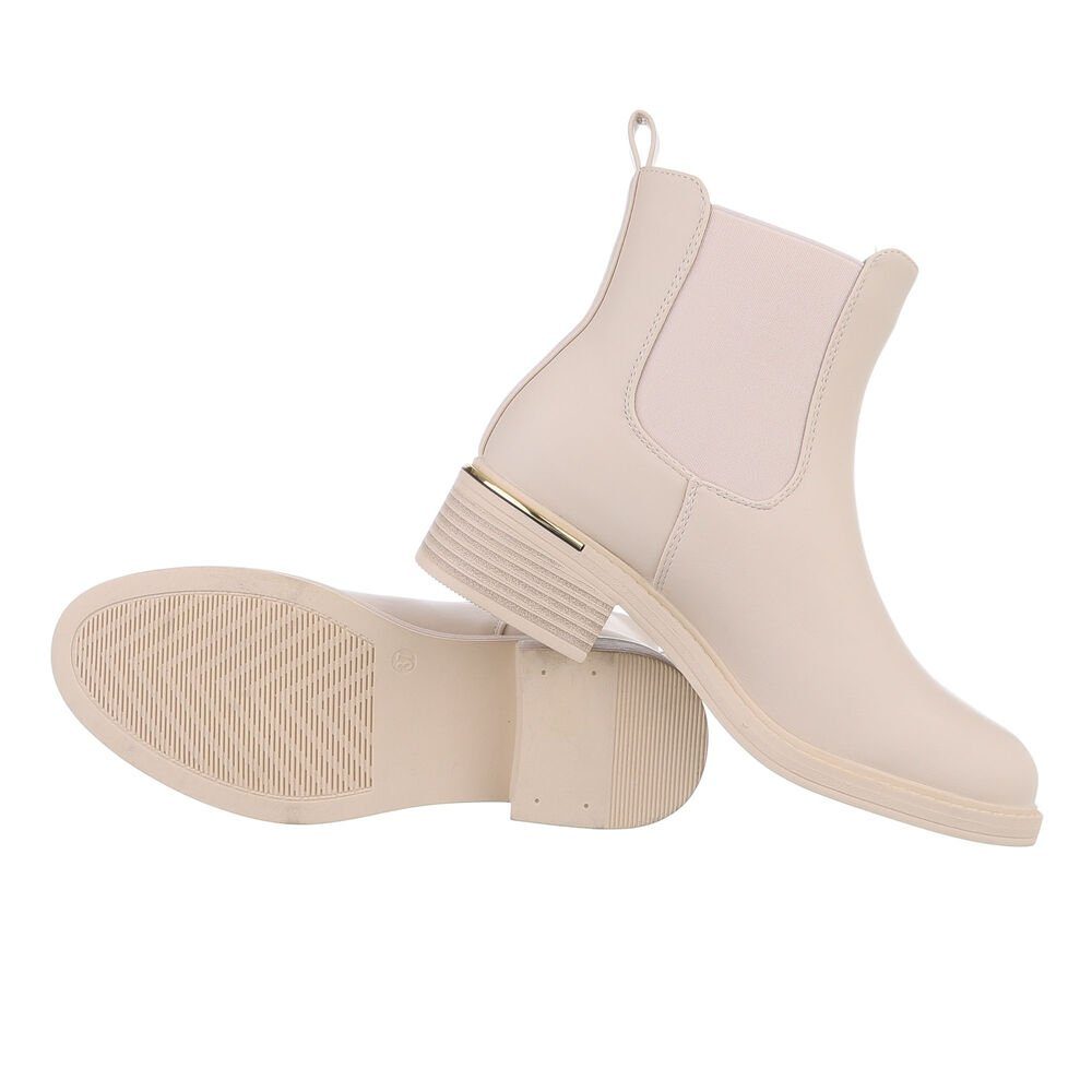 Beige in Chelsea Blockabsatz Chelsea Chelseaboots Ital-Design Freizeit Damen Boots