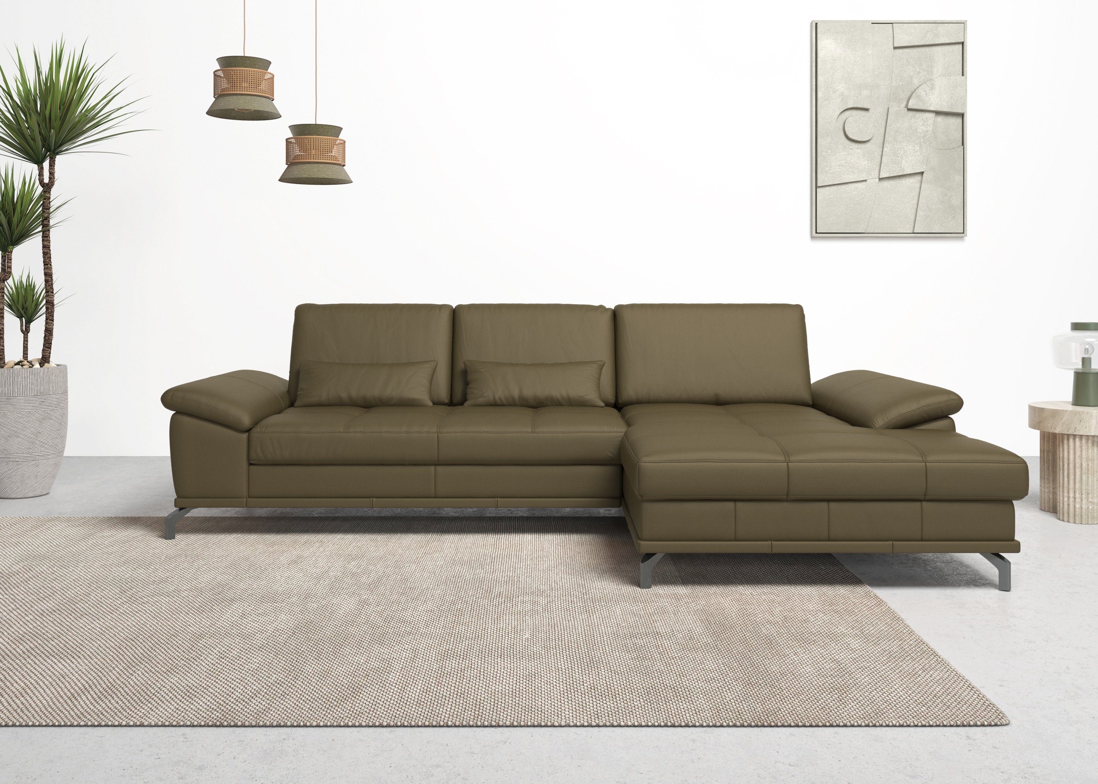 OTTO home Ecksofa Costello L-Form, B: 301 cm mit Sitztiefen-, Armteilverstellung &, 3 Nierenkissen, optional Bettfunktion & Bettkasten