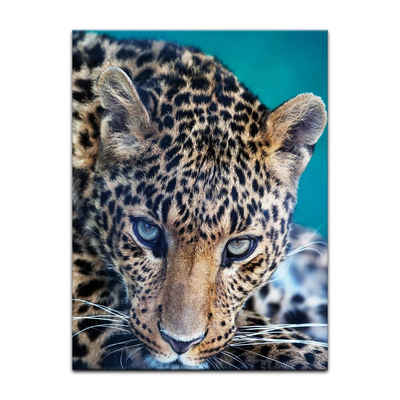 Bilderdepot24 Leinwandbild Leopard - Portrait, Tiere