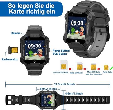 PTHTECHUS Kinder GPS WIFI Telefon,r HD Touchscreen Handy Smartwatch (1,44 Zoll, iOS, Android), mit Anti-Verlorener GPS W-lan LBS Ortung Tracker, MP3, Videoanruf, SOS