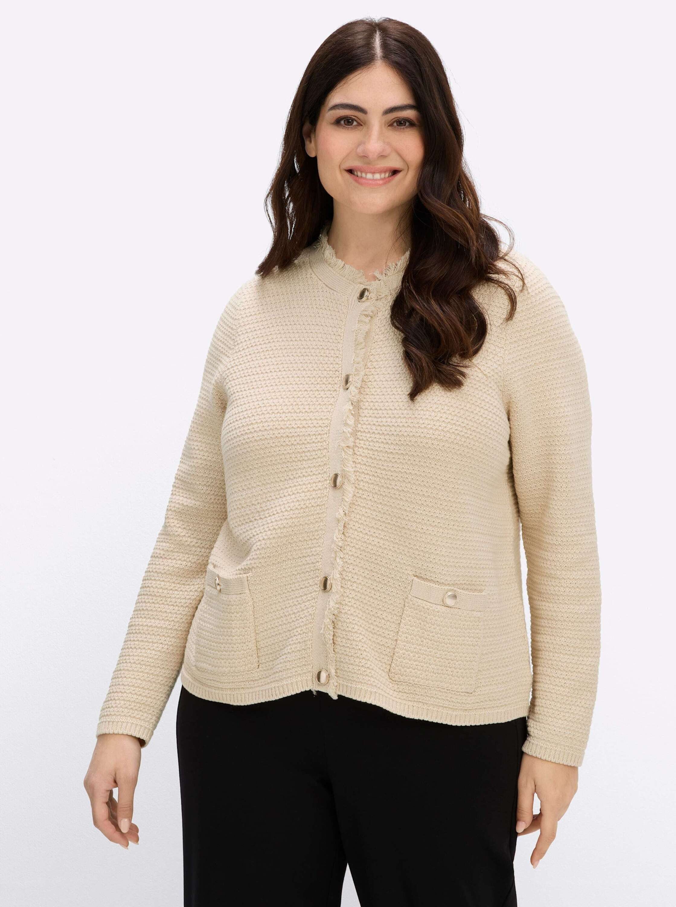 Sheego Strickjacke Cardigan Langarm Feinstrick