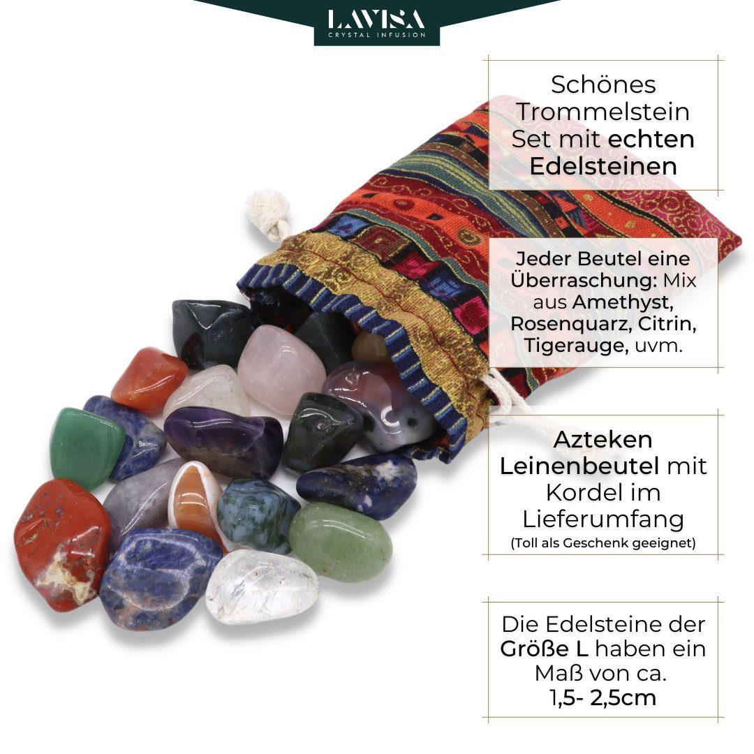 LAVISA Mineralstein Trommelsteine Mischung, Edelsteine Kristalle, 100% Mineralsteine, Edelstein Trommelstein sammelstein Kinder – Bild 2 von 5