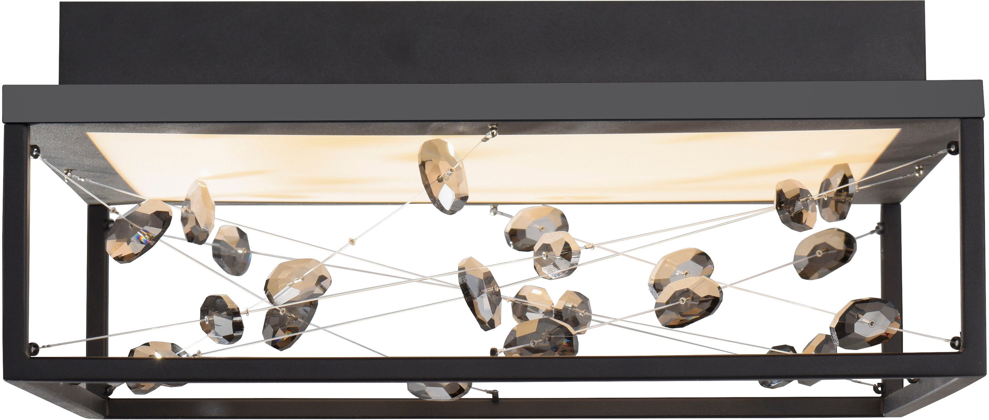 Paul Neuhaus LED Deckenleuchte SKINA, CCT - über Fernbedienung, LED fest integriert, warmweiß - kaltweiß, Funk-FB, CCT 2700-5000K, dimmbar, Memory, Kristall-Lichtspiel