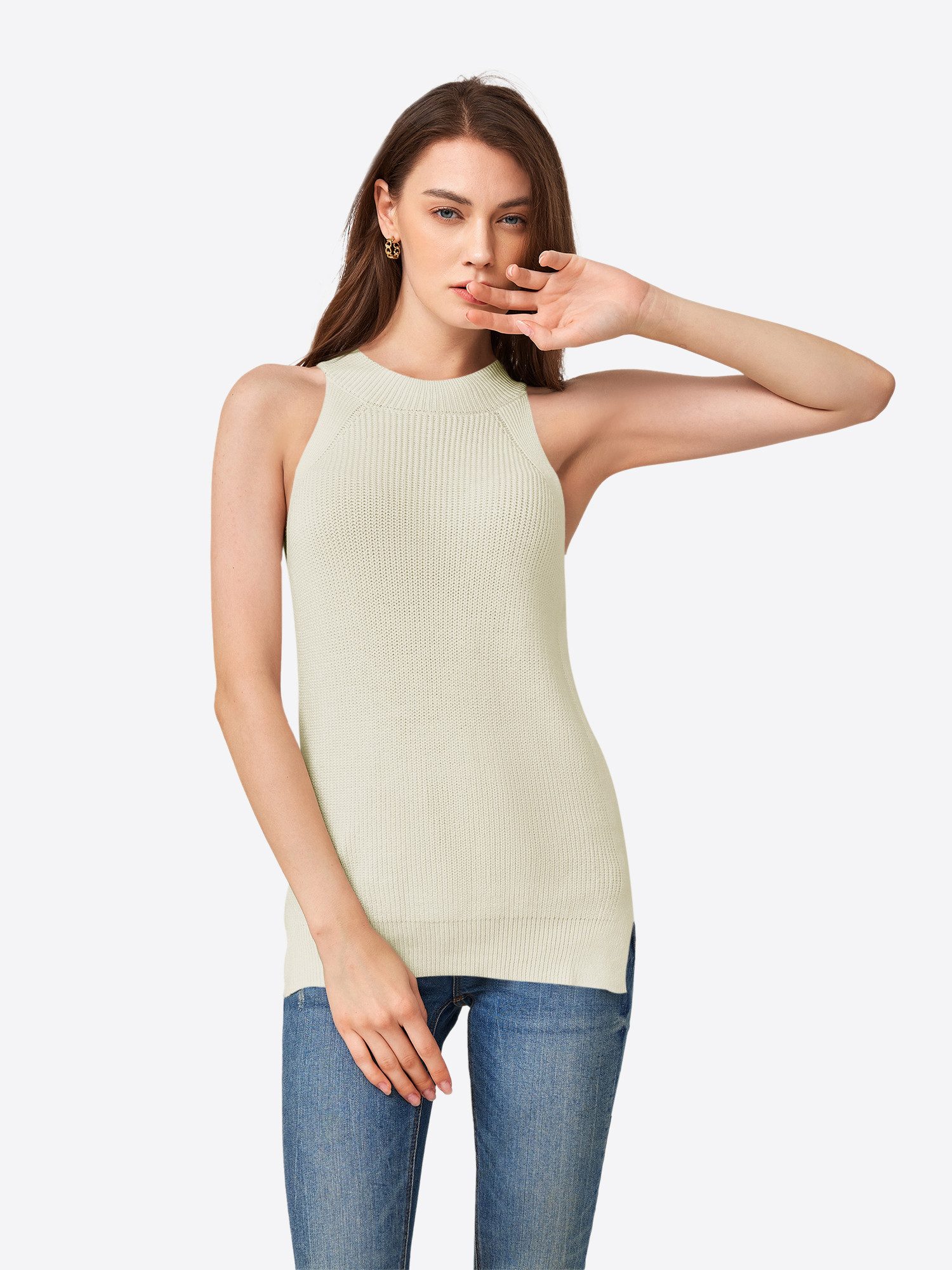 Imily Bela Tanktop Damen Cami Strickweste (Packung, 1-tlg., 1per-Pack) Rippstrick