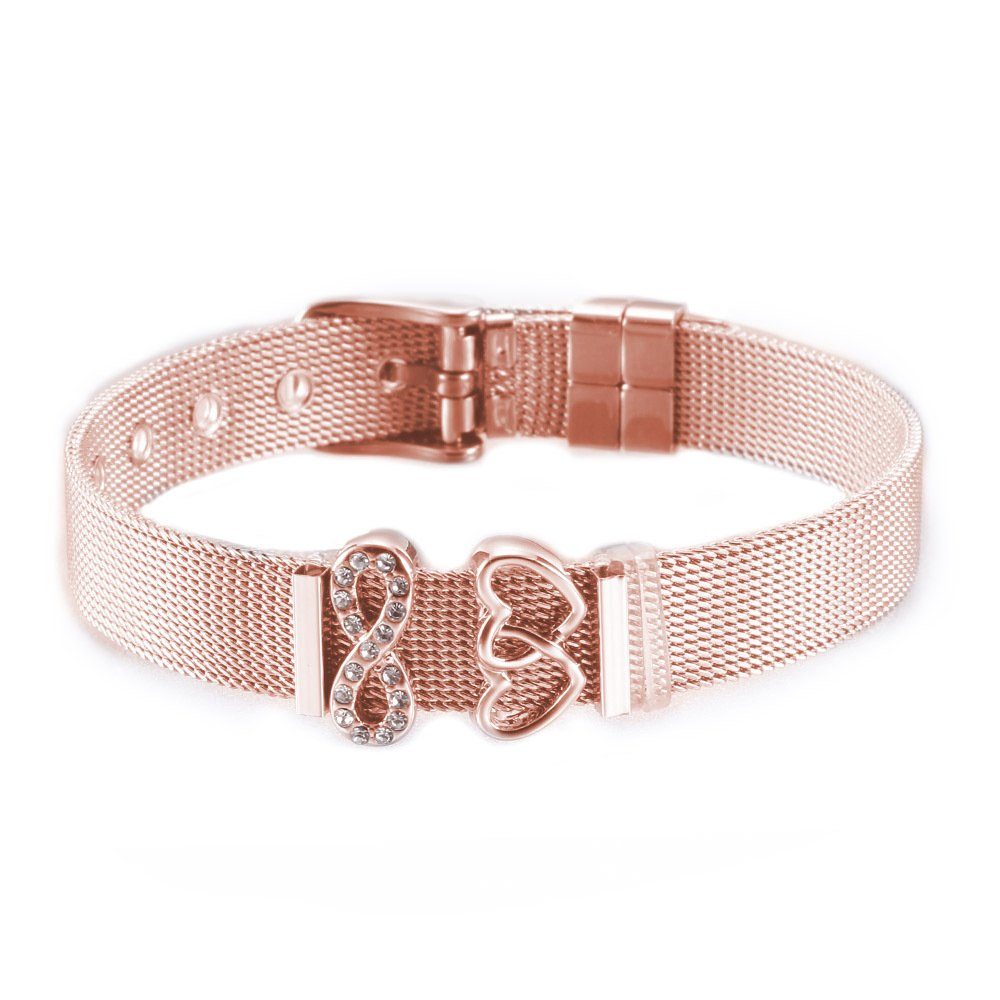 Armband (Armband, Milanaise Heideman Geschenkverpackung), Charms inkl. "Unendlichkeitszeichen" rosegold und "Herzchen" mit
