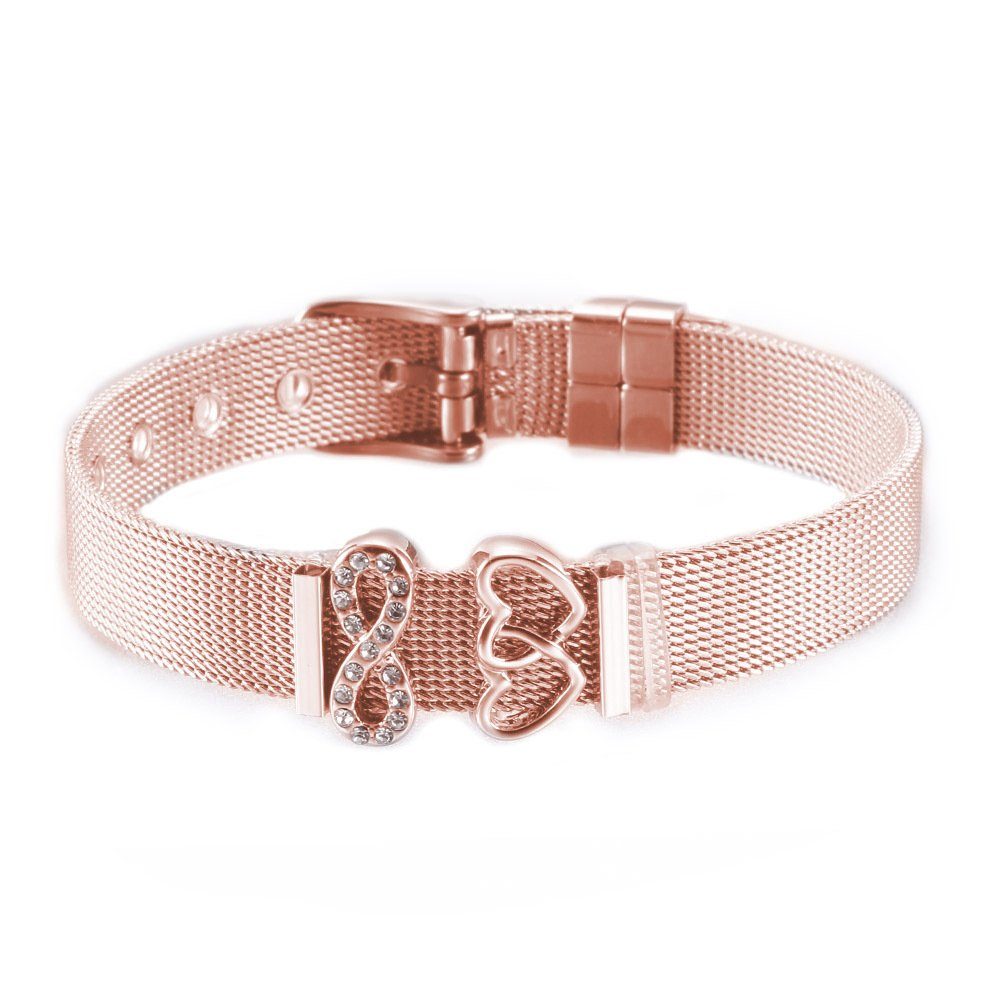 Heideman Armband Milanaise rosegold (Armband, inkl. Geschenkverpackung), mit Charms "Herzchen" und "Unendlichkeitszeichen"