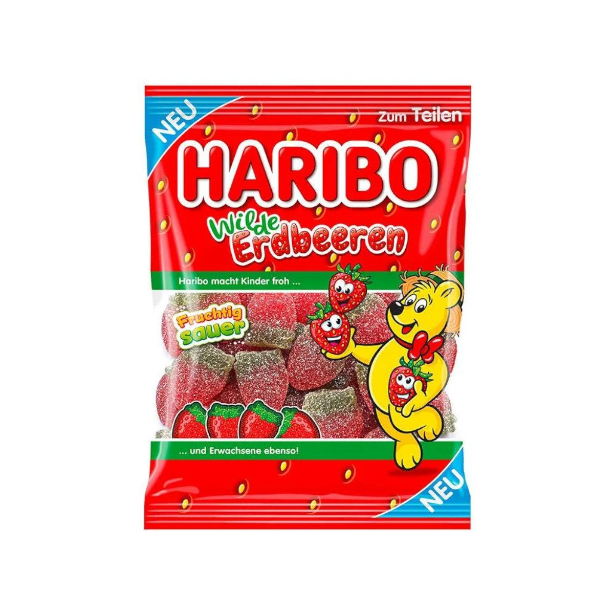 HARIBO Süßigkeit, Haribo Wilde Erdbeeren saures Fruchtgummi mit Erdbeergeschmack 175g