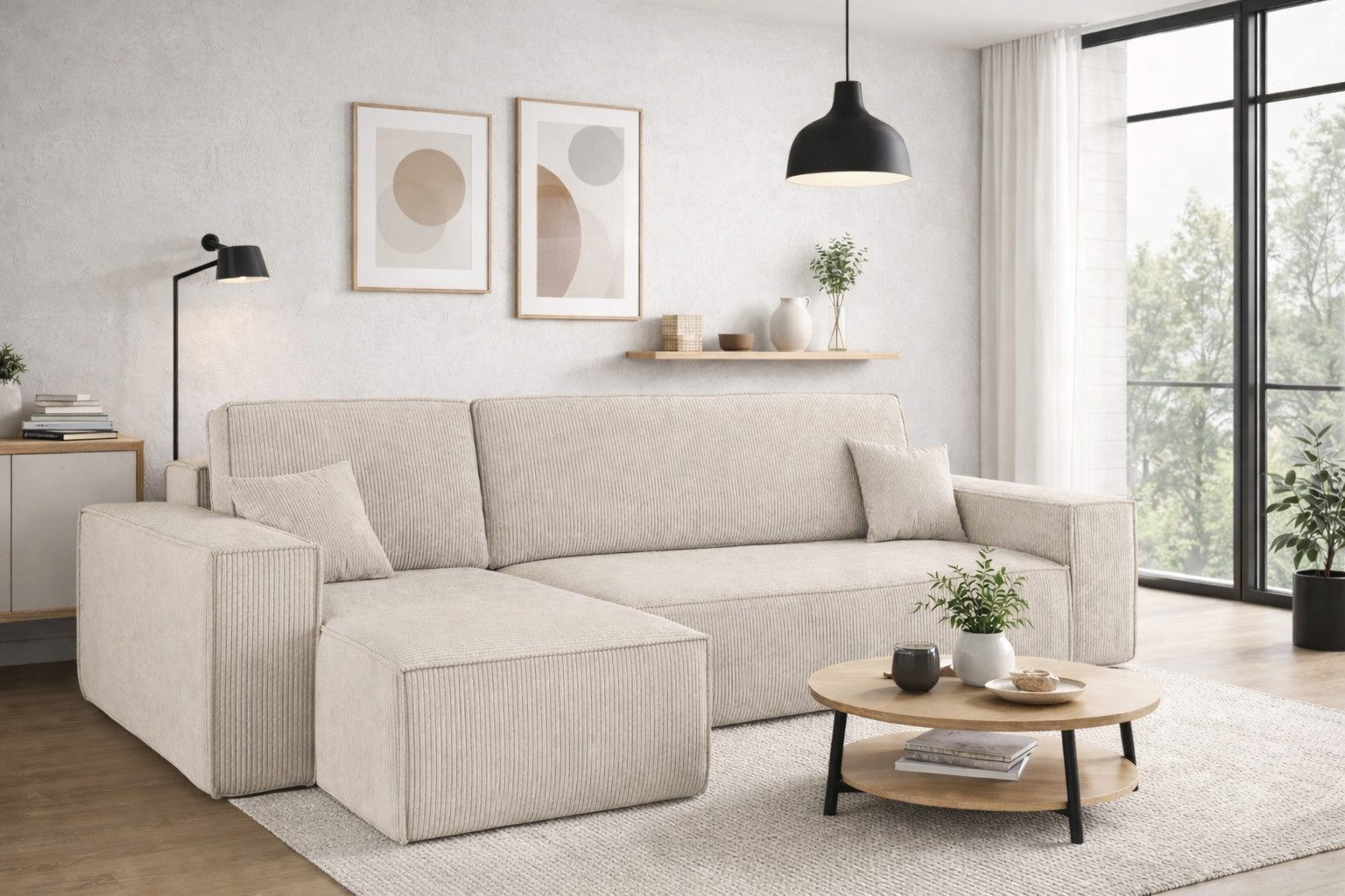 Kaiser Möbel Ecksofa mit schlaffunktion und bettkasten, Eckcouch BEST L stoff Poso