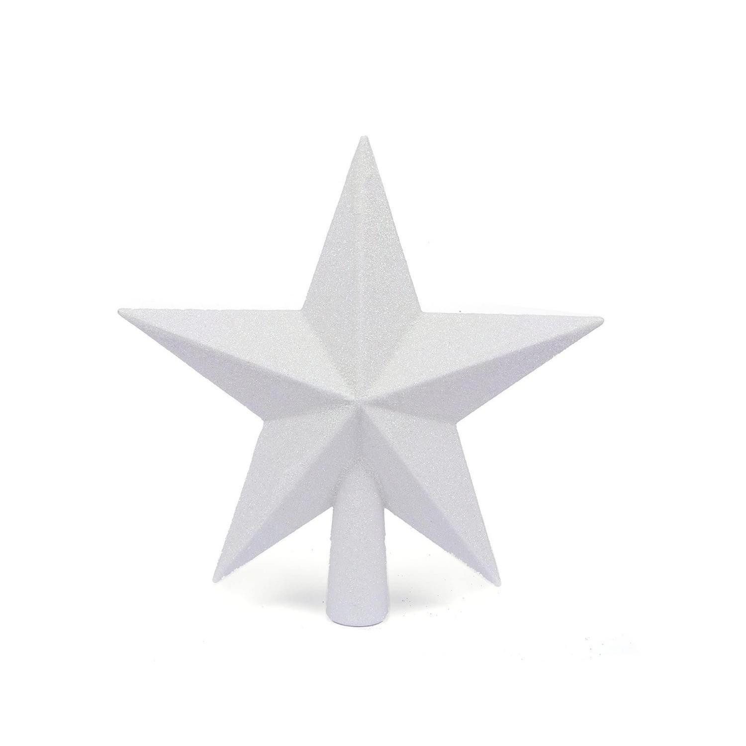 LuxusKollektion Christbaumspitze Christbaumspitze Glitzerstern Weiß 20,3 cm