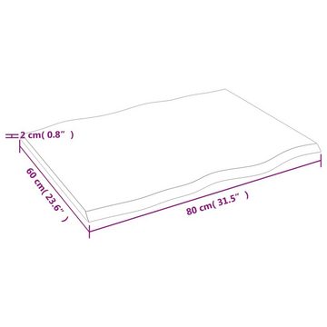 furnicato Tischplatte 80x60x2 cm Massivholz Eiche Behandelt Baumkante (1 St)