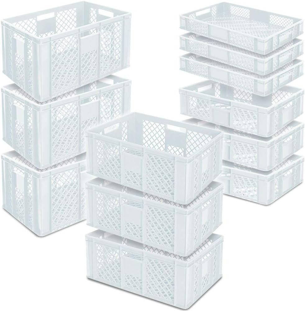 Stapelbox 12x Stapelkorb/Bäckerkisten in 4 Größen, Grundmaß LxB 600x400 mm