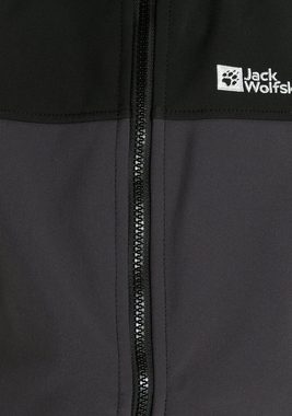 Jack Wolfskin Softshelljacke FOURWINDS JACKET KIDS mit farblich abgesetzten Details