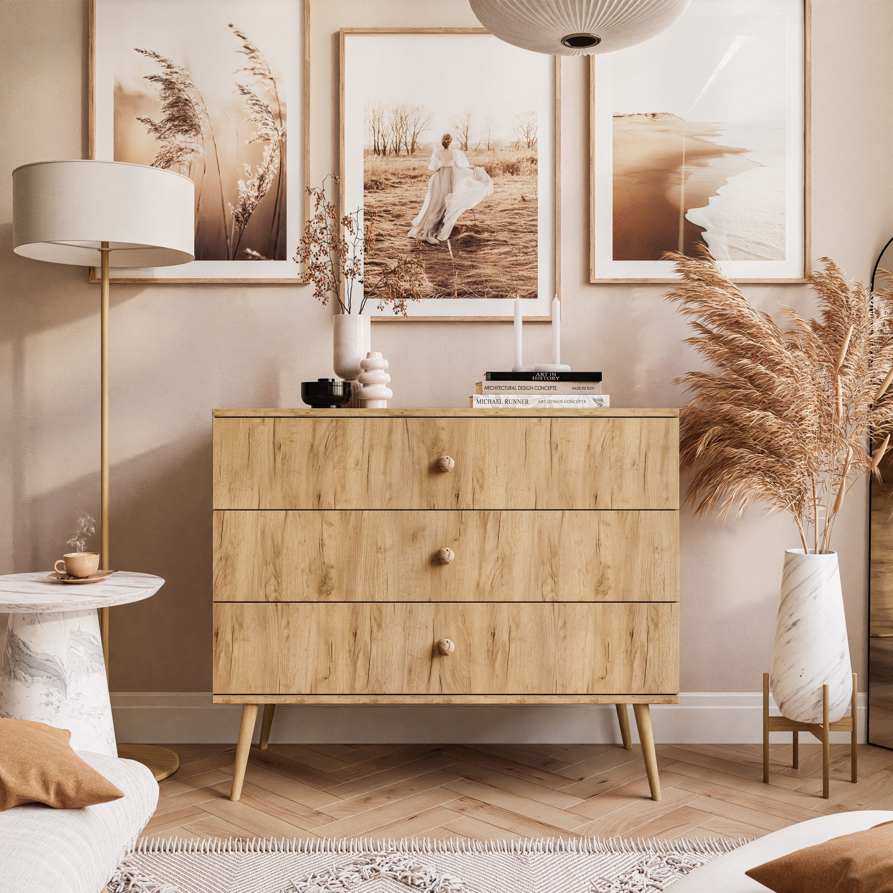 Lookway Highboard HARMONY 3S Kommode mit drei Schubladen