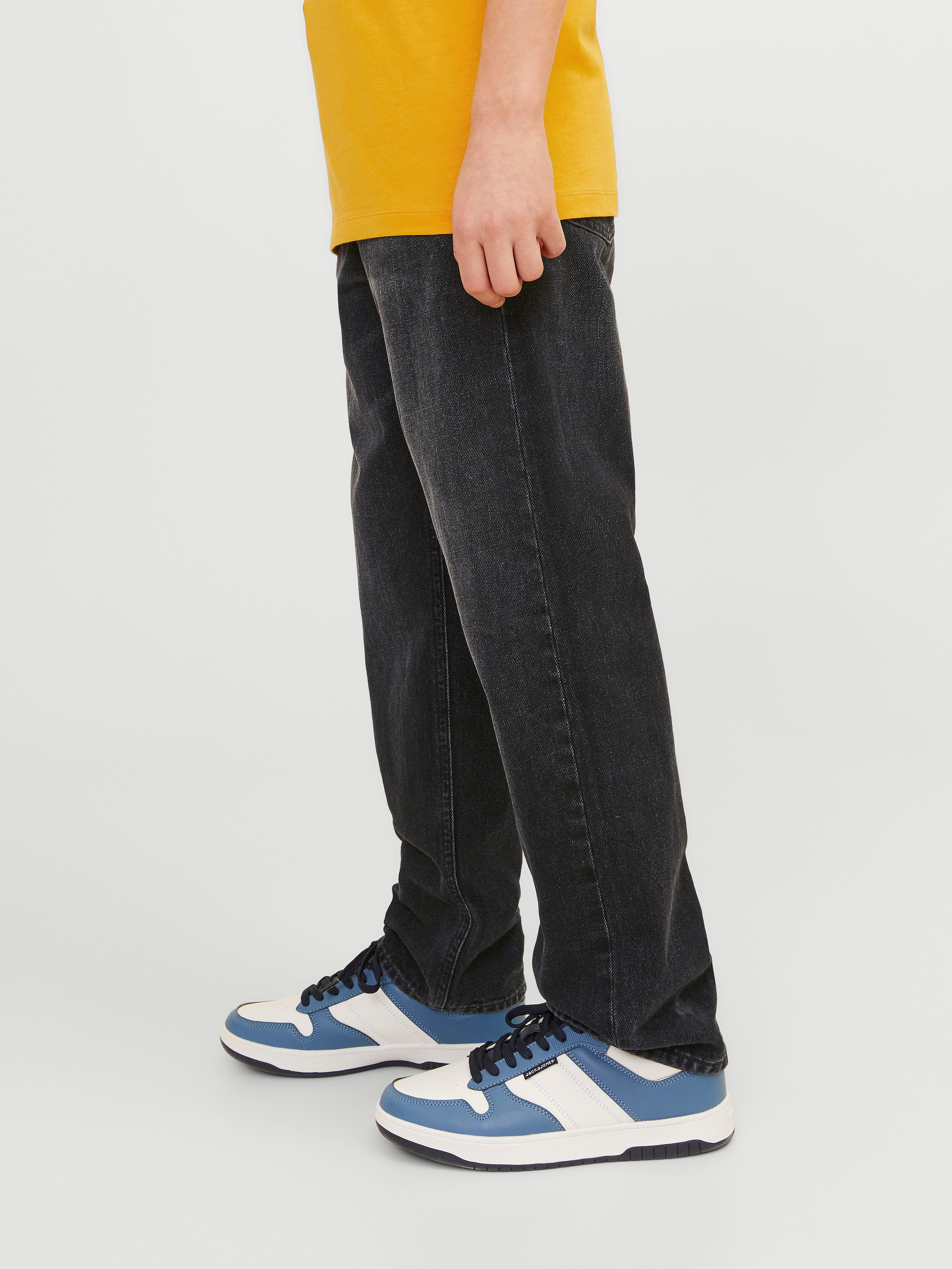 Jack & Jones Junior Relax-fit-Jeans JJICHRIS bequem, pflegeleicht, mit Taschen Abriebeffekte, modisch, loose fit, Denim