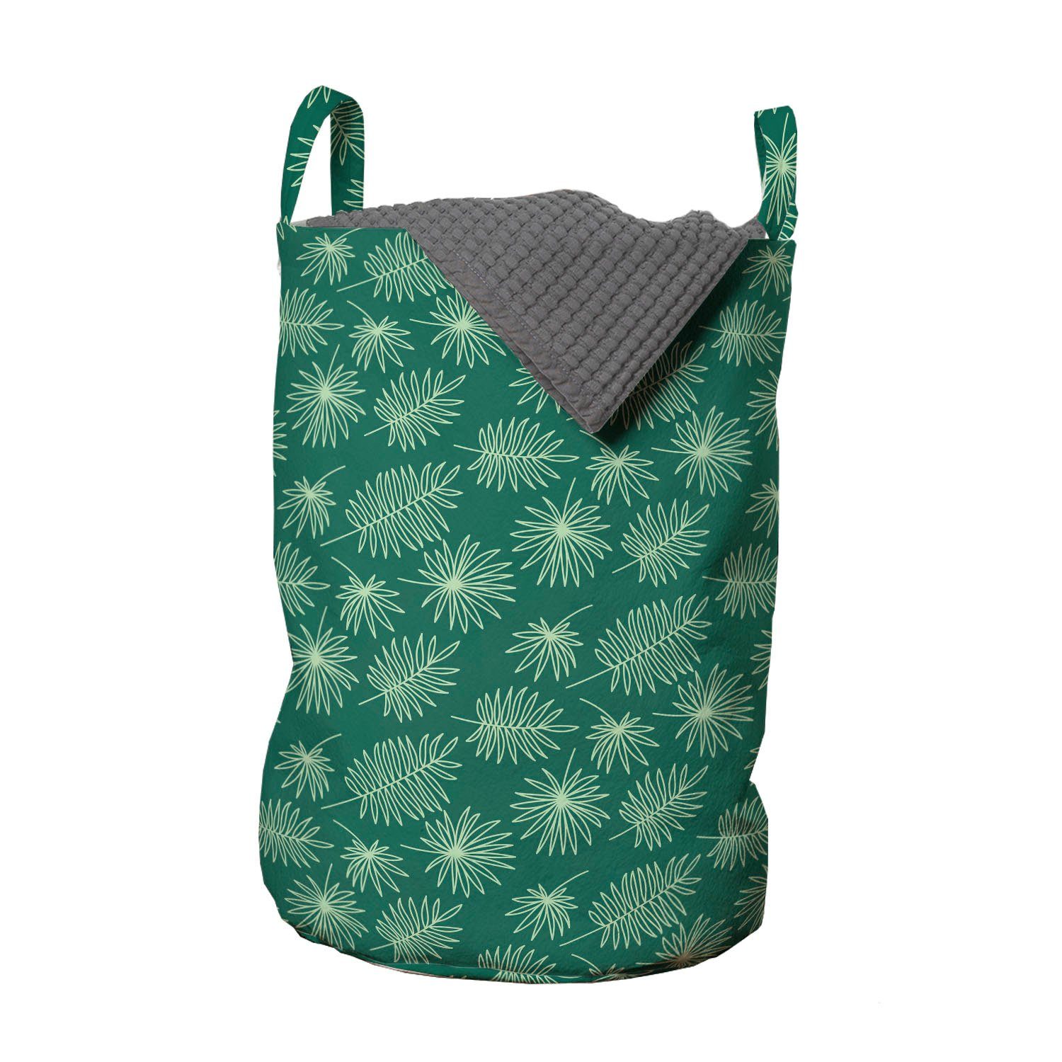 Abakuhaus Wäschesäckchen Wäschekorb mit Griffen Kordelzugverschluss für Waschsalons, Blumen Palme tropischer Blatt-