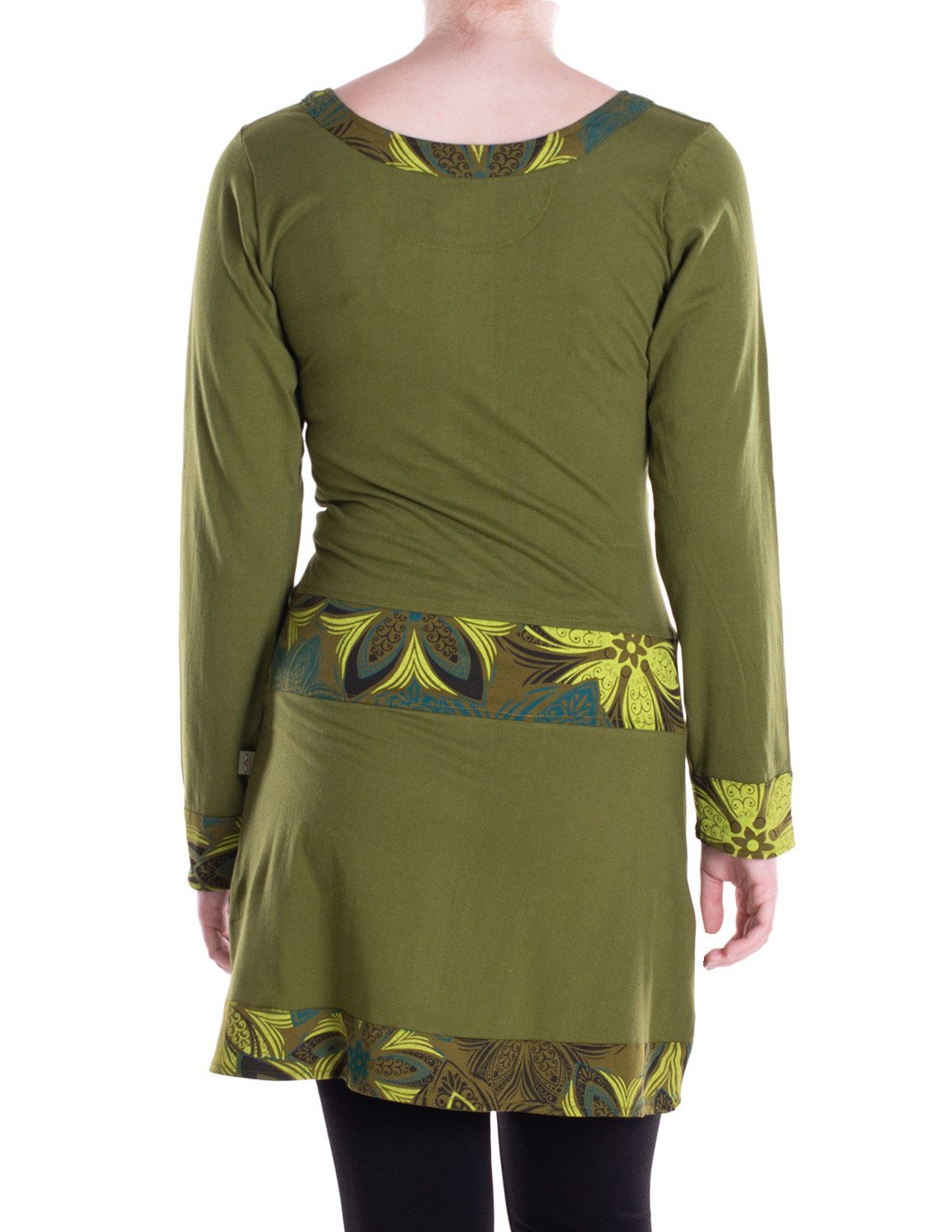 Vishes Midikleid Damen A-Linie Baumwolle Blumen-Muster mittlere Taille mit Taschen Alternative Bekleidung, Ethno, Hippie, Retro Style