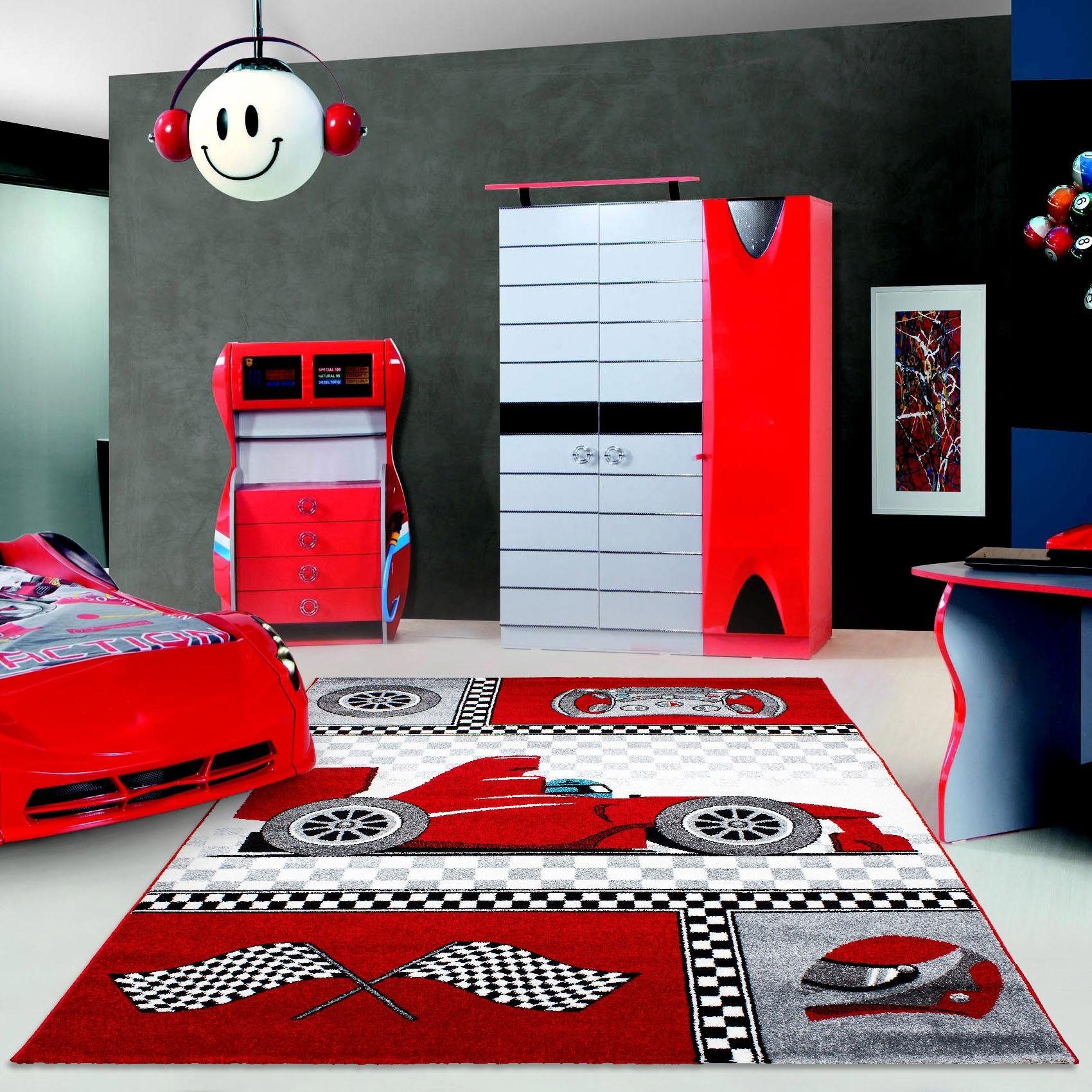 Ayyildiz Ковры Kinderteppich Kids 460, rechteckig, Höhe: 12 mm, Kurzflor, Motiv Rennwagen, Auto, Spielteppich