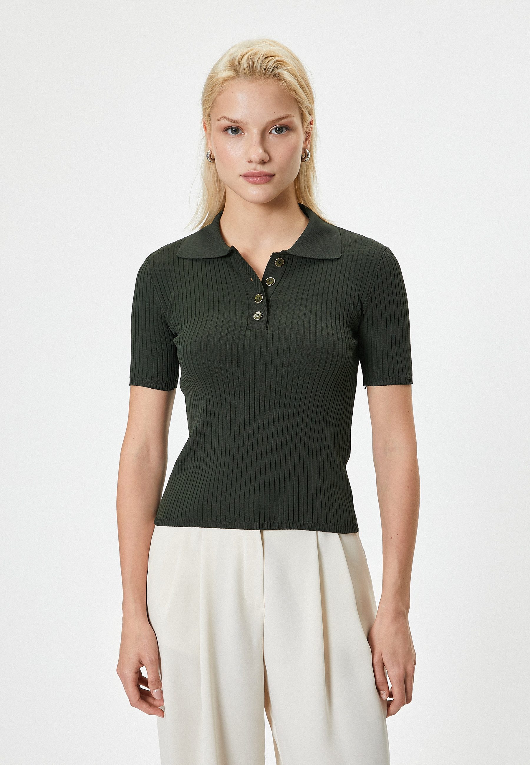 Koton Kurzarmpullover Polokragen Mit Knöpfen günstig online kaufen