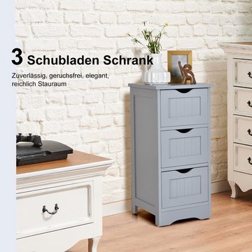 COSTWAY Midischrank mit 3 Schubladen, Kippschutz, 28x29x63,5cm