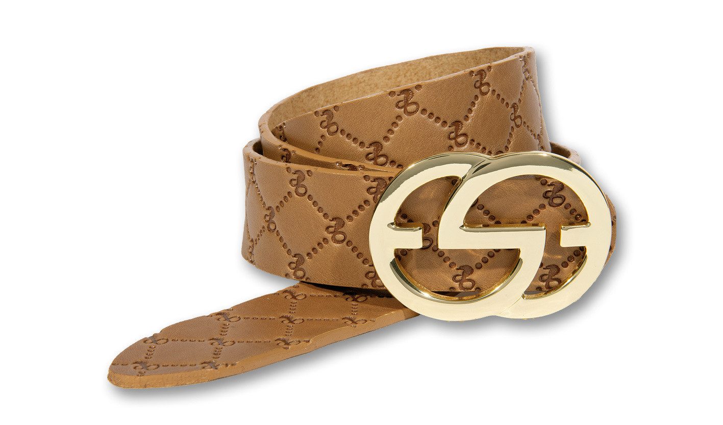 Silbergift Ledergürtel Ledergürtel mit Rautenprägung und Designschließe