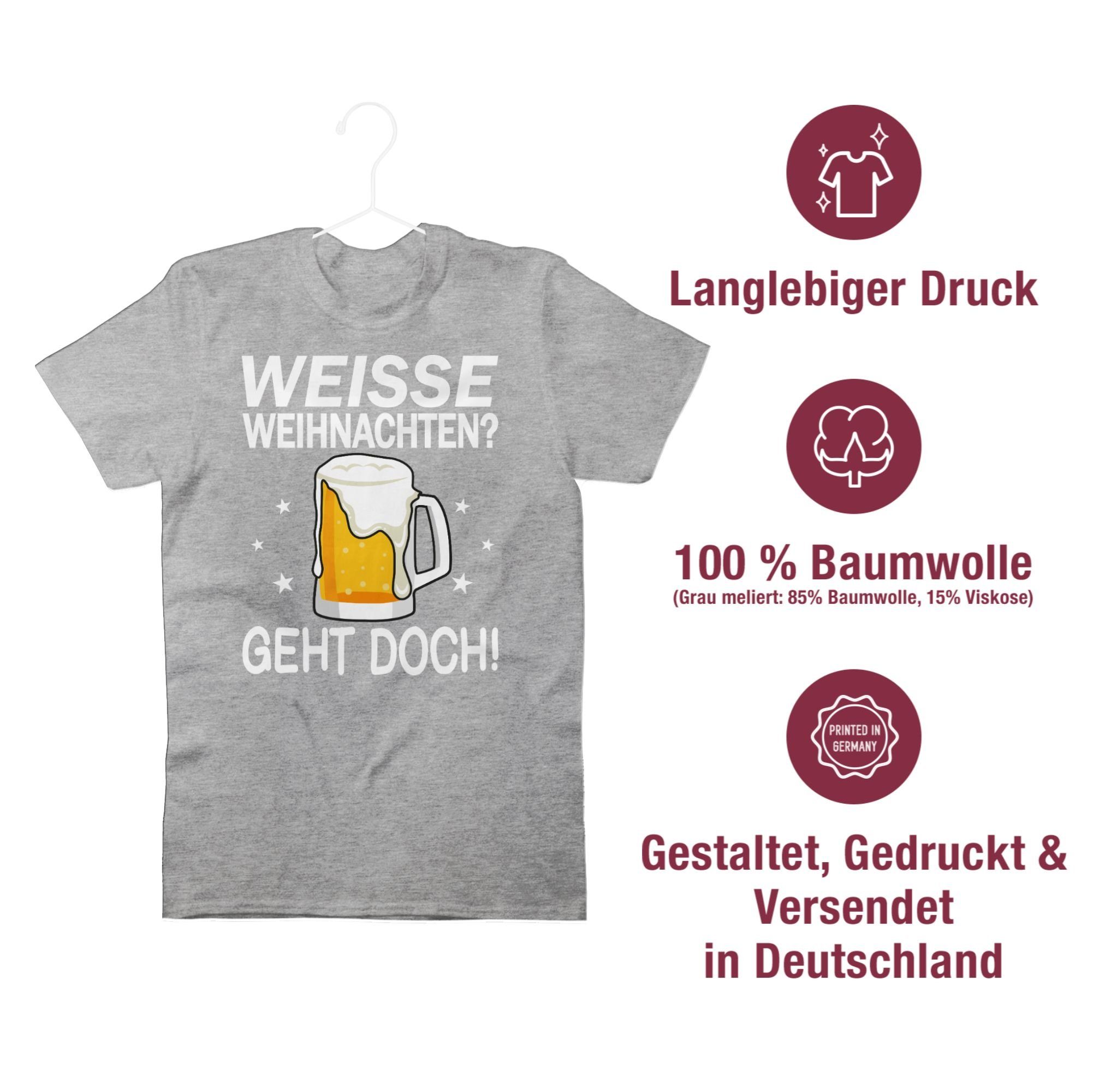 Geht Weihachten 2 Bierschaum Kleidung Shirtracer Grau - meliert - Bierkrug T-Shirt Weiße doch Weihnachten